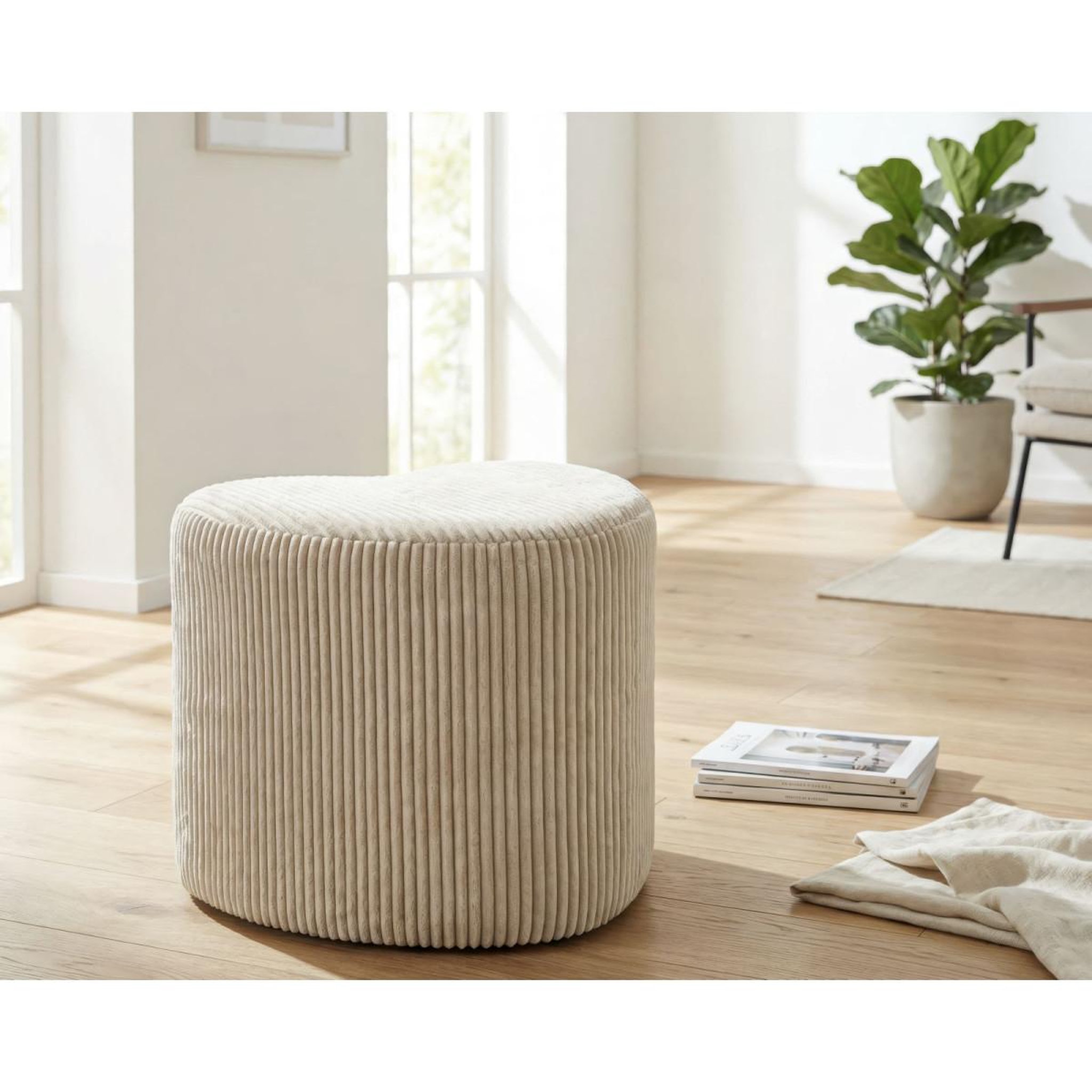 Voir la diapositive 6 : Paris Prix Pouf cœur en tissu côtelé  dublino  49cm blanc