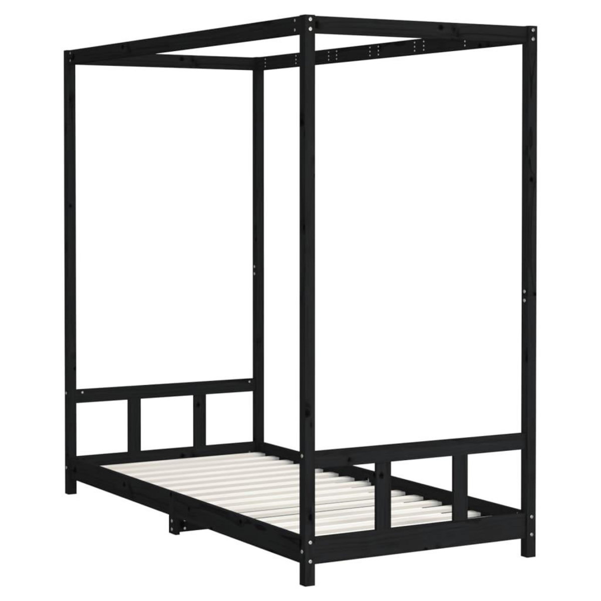VIDAXL Cadre de lit pour enfants noir 90x200 cm bois de pin massif