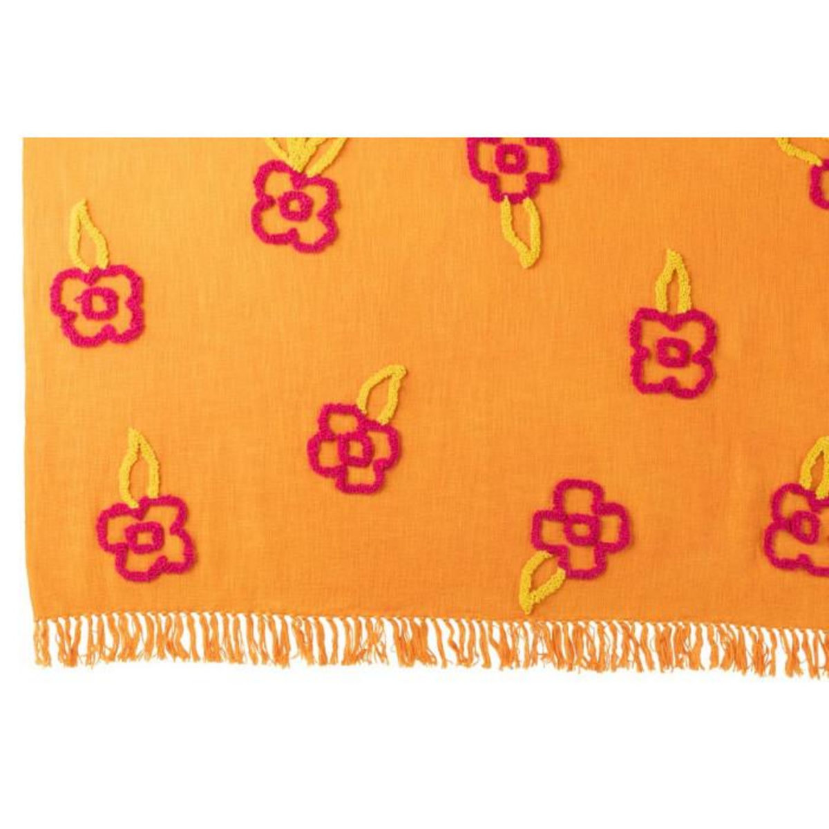 Paris Prix Plaid Fleur en Coton  Levi  130x180cm Orange