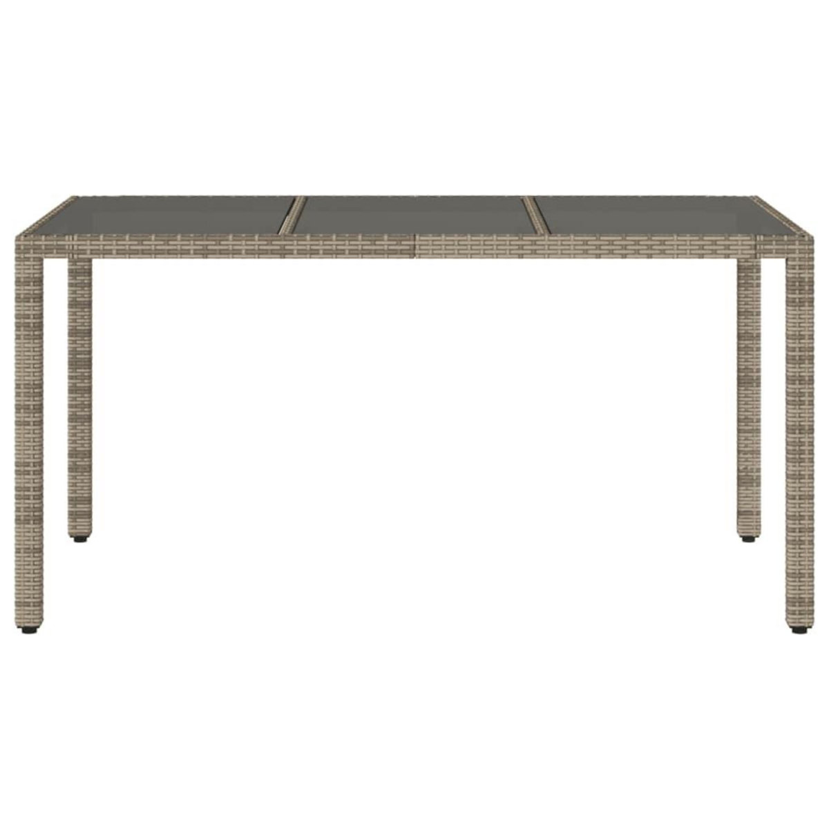 VIDAXL Table de jardin dessus en verre Gris 150x90x75cm Resine tressee