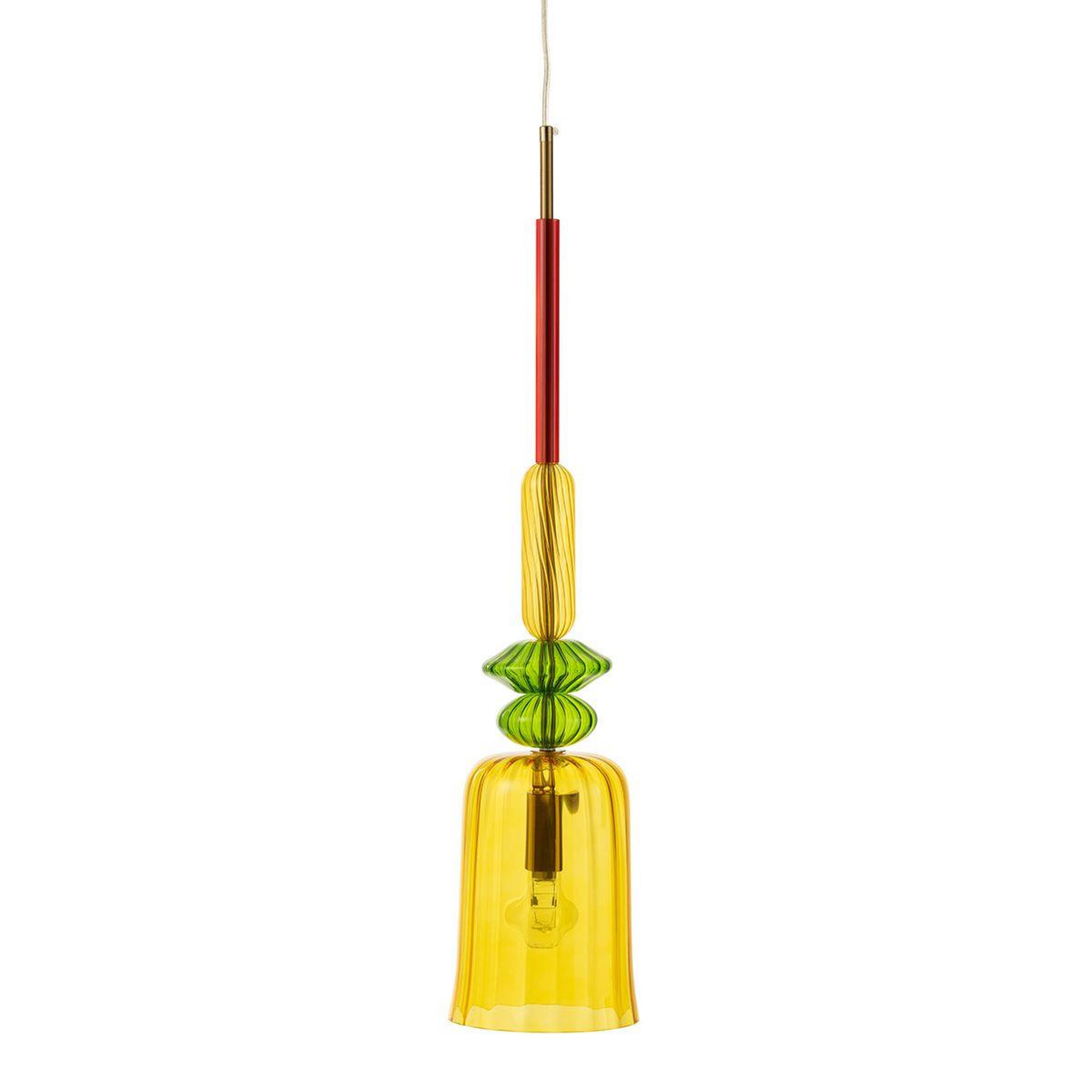 J-LINE Lampe suspension en verre  zoe  160cm jaune