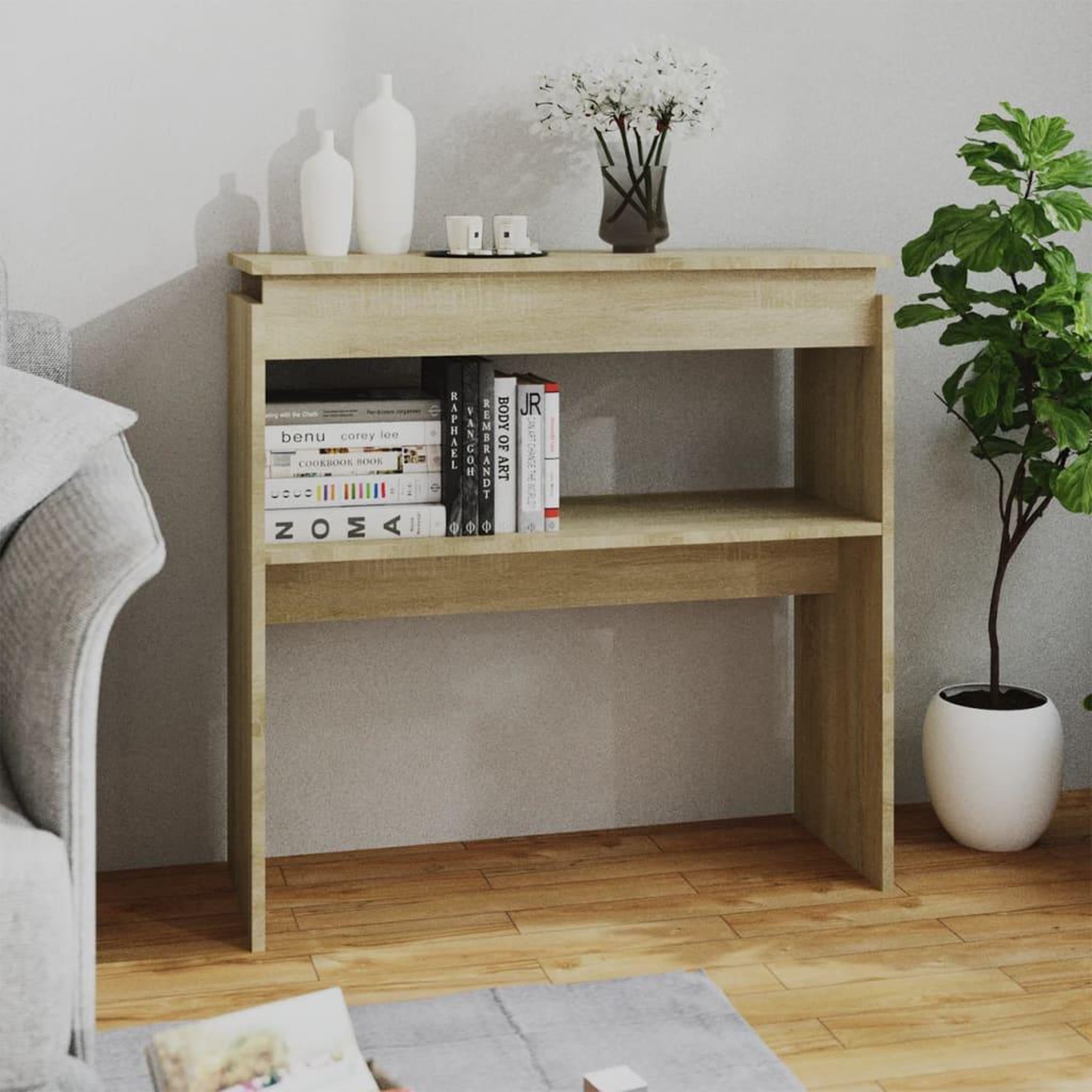 Voir la diapositive 1 : VIDAXL Table console chene sonoma 80x30x80 cm bois d'ingenierie