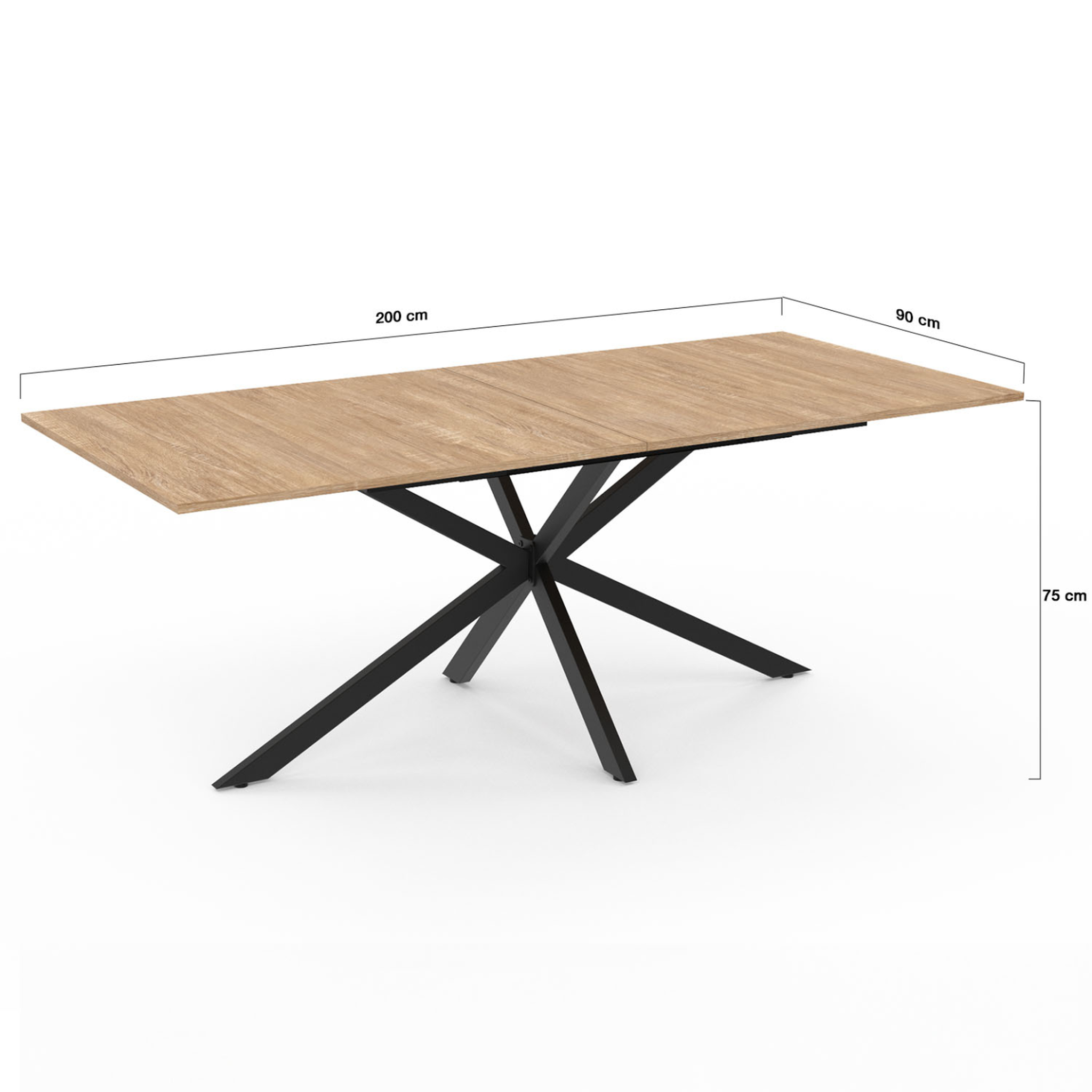 Voir la diapositive 4 : ID MARKET Table à manger rectangle alix 10 personnes pied araignée bois et noir 200 cm