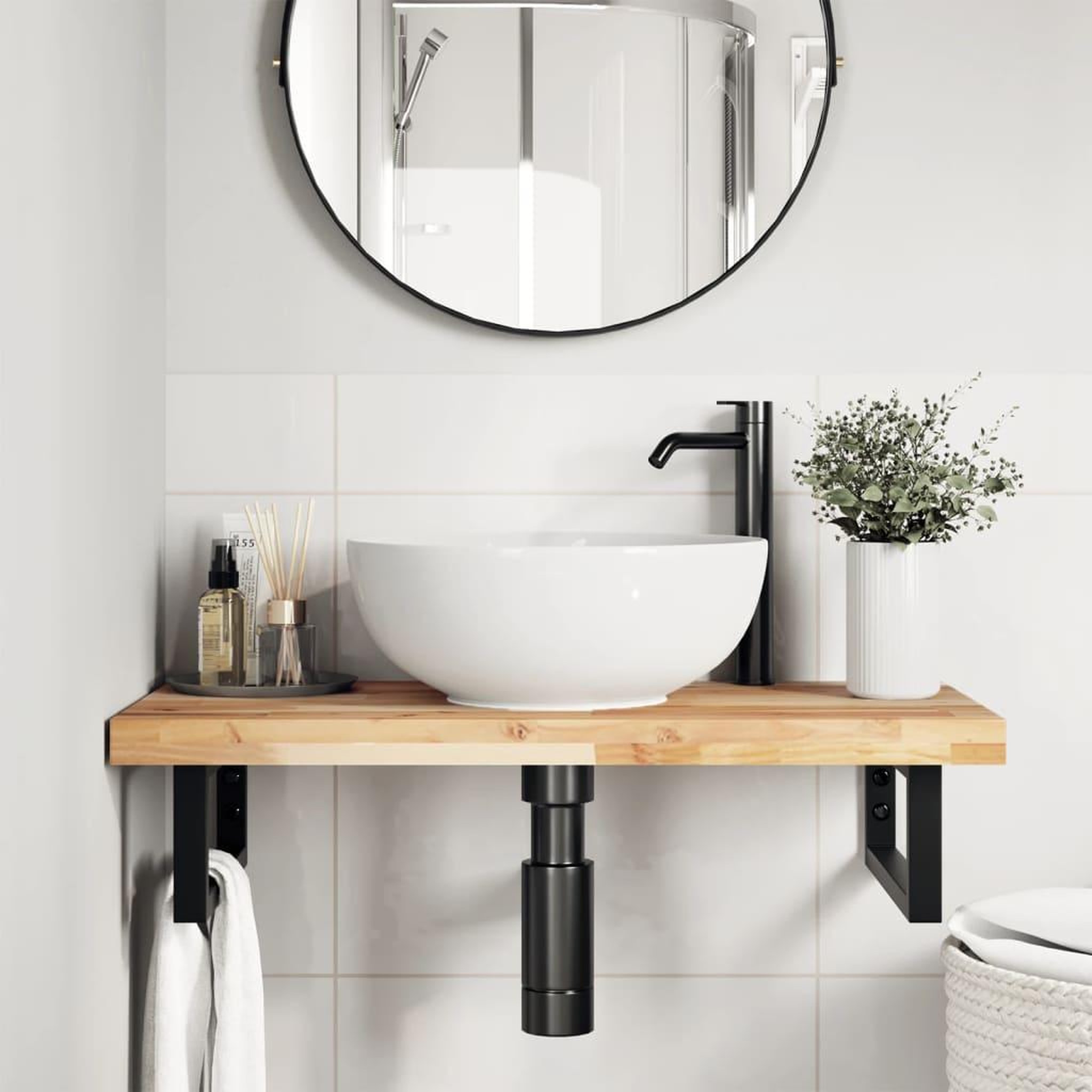 Voir la diapositive 2 : VIDAXL Dessus de meuble de salle de bain non traite bois d'acacia