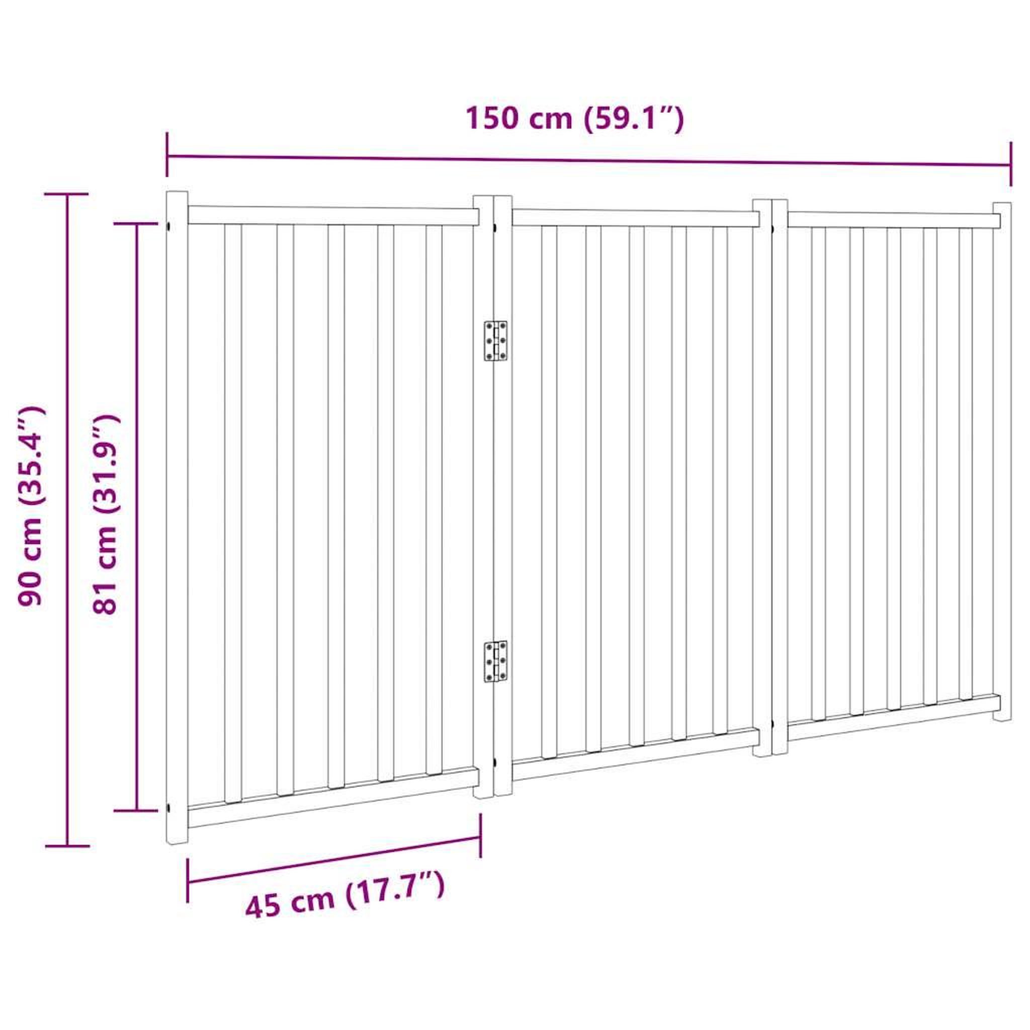 Voir la diapositive 6 : VIDAXL Barriere pour chien pliable 3 panneaux 150 cm bois sapin massif