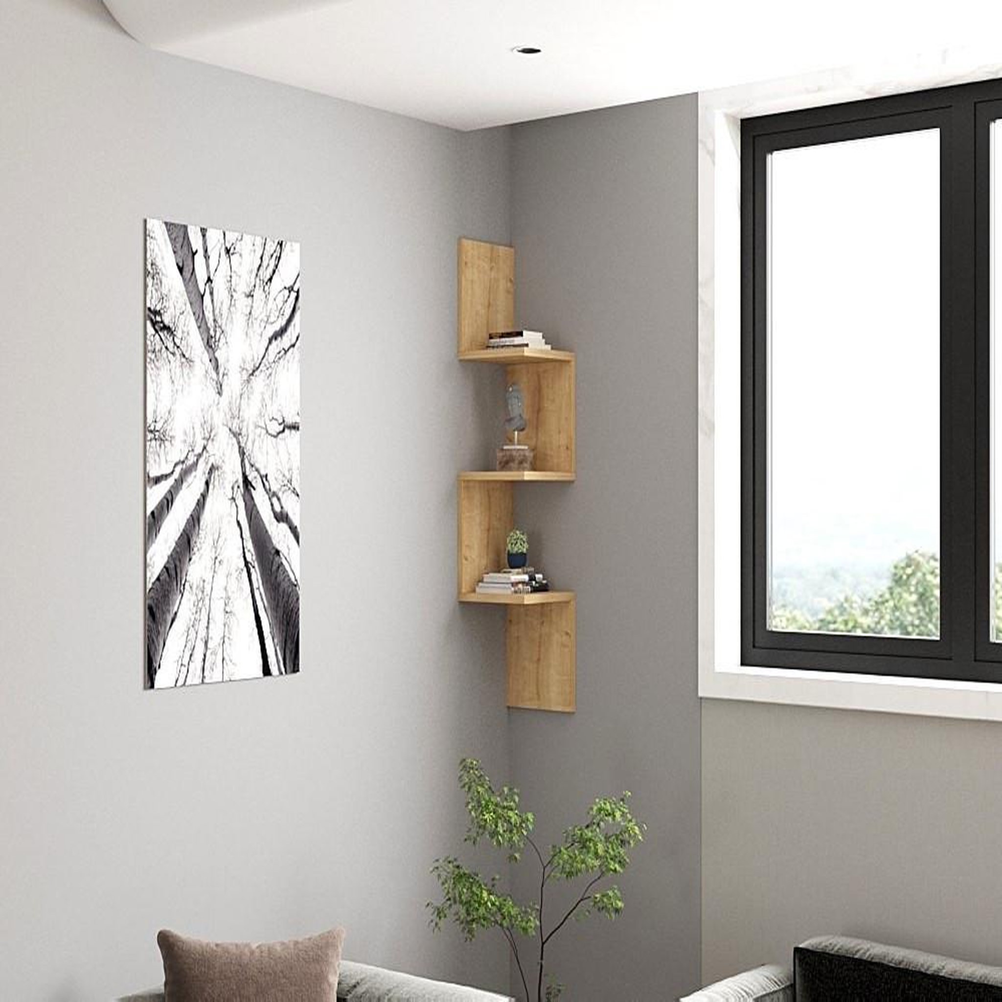 Voir la diapositive 3 : Habitat et Jardin Étagère murale en bois  zikzak  - 25 x 25 x 105 cm - saphir