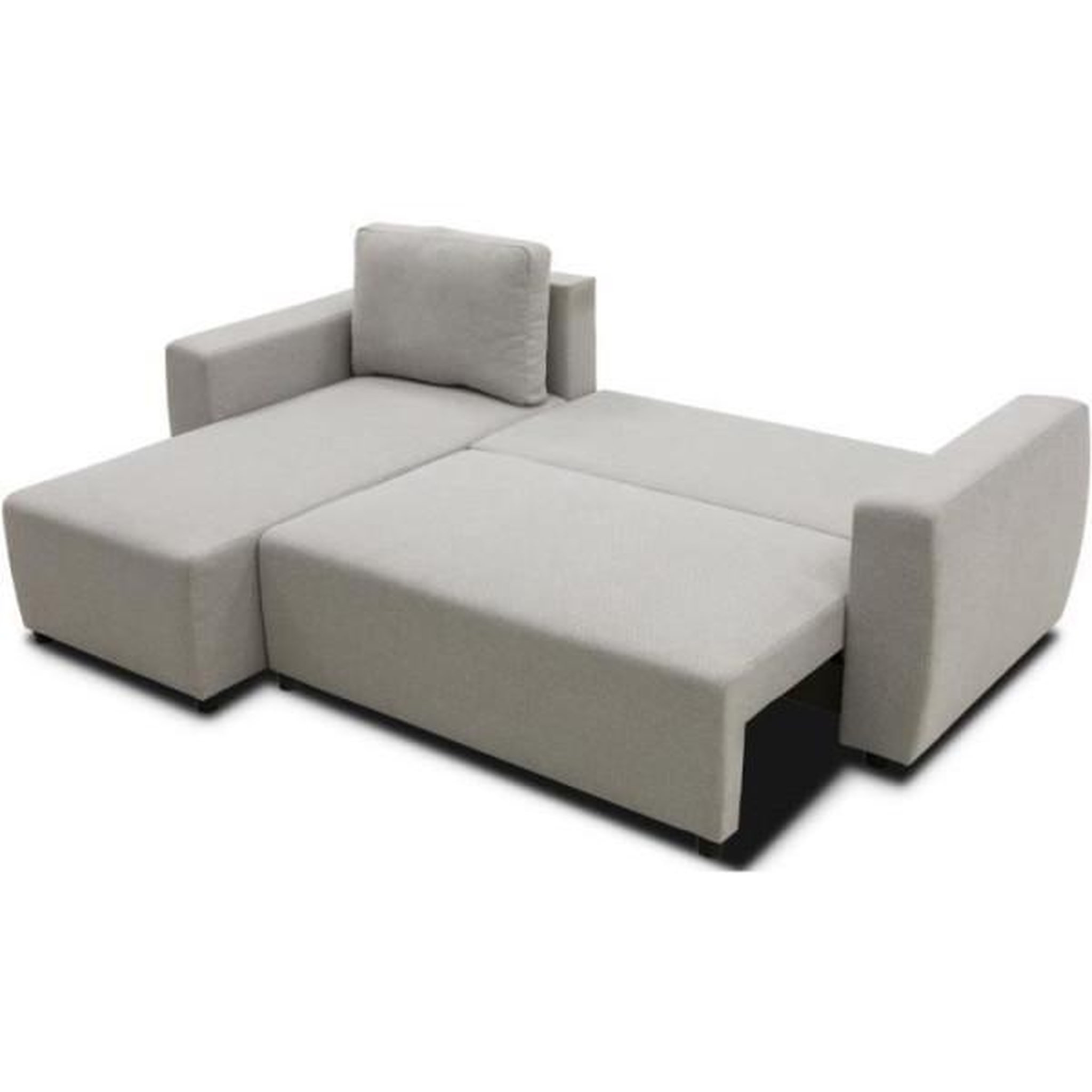 Voir la diapositive 5 : MARKET24 Canapé d'angle convertible réversible 3 a 4 places - PHARELL - Tissu beige - Coffre de rangement - L 224 x P 155 x H 85 cm
