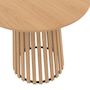 Voir la diapositive 5 : ID MARKET Table à manger ronde CARMEN 6 personnes pied bois en lattes et plateau bois 80 cm