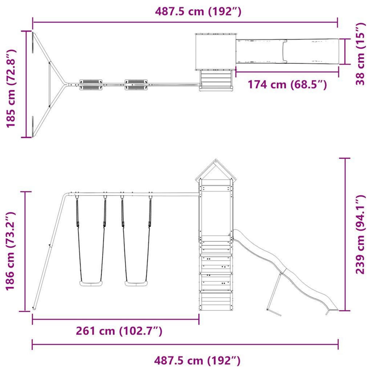 VIDAXL Aire de jeux d'exterieur bois massif de douglas