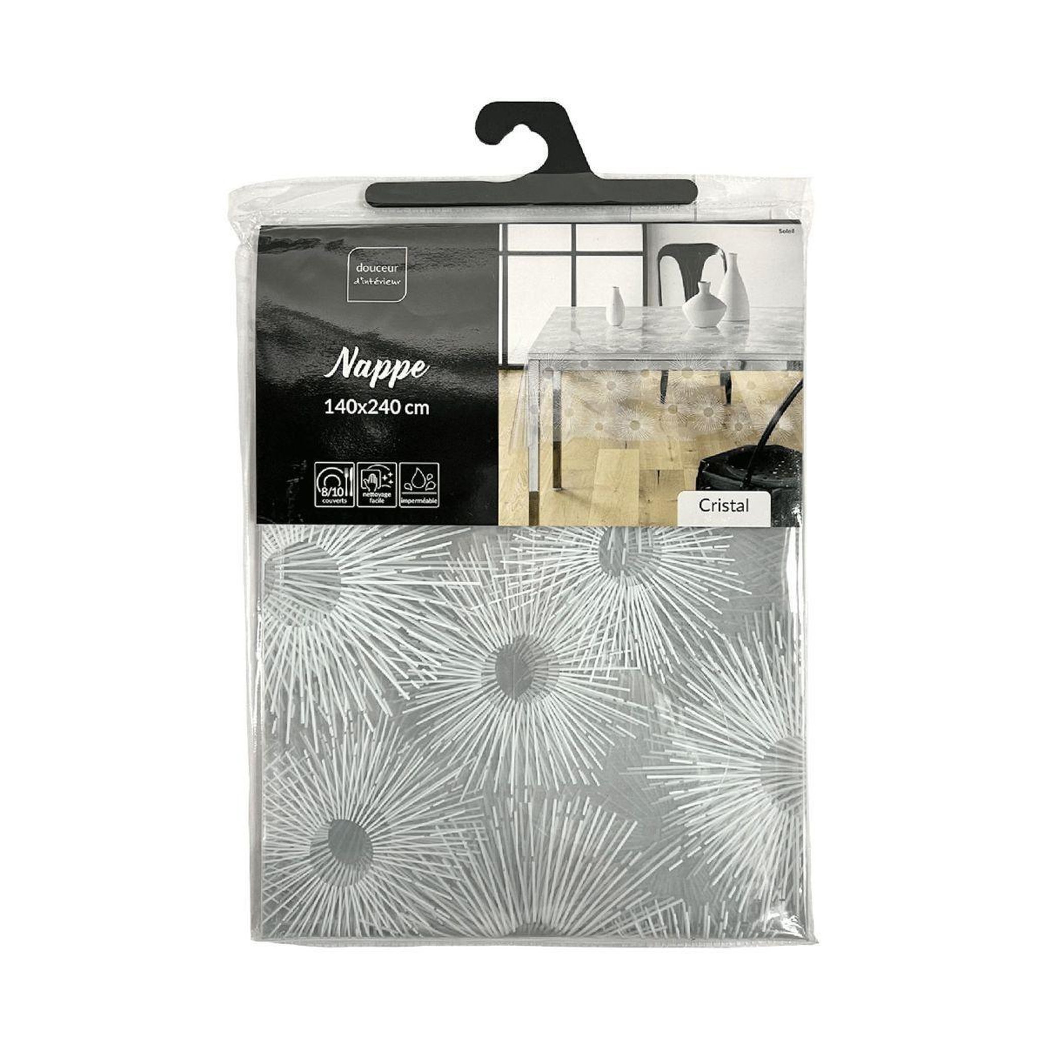 Voir la diapositive 2 : Douceur d'Intérieur Nappe Toile Cirée  Soleil  140x240cm Blanc