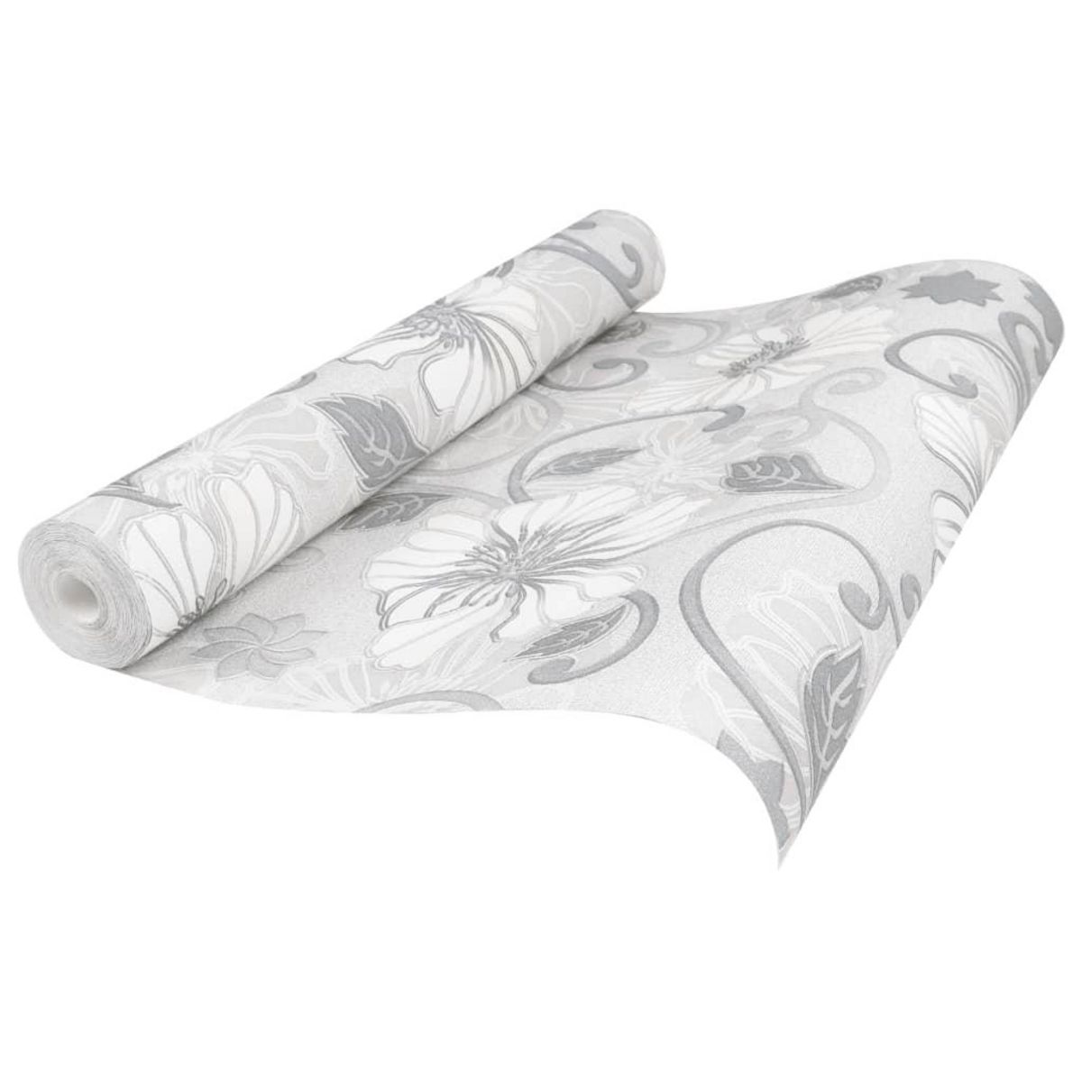 VIDAXL Papier peint 3D motif de fleur gris 10x0,53 m non tisse