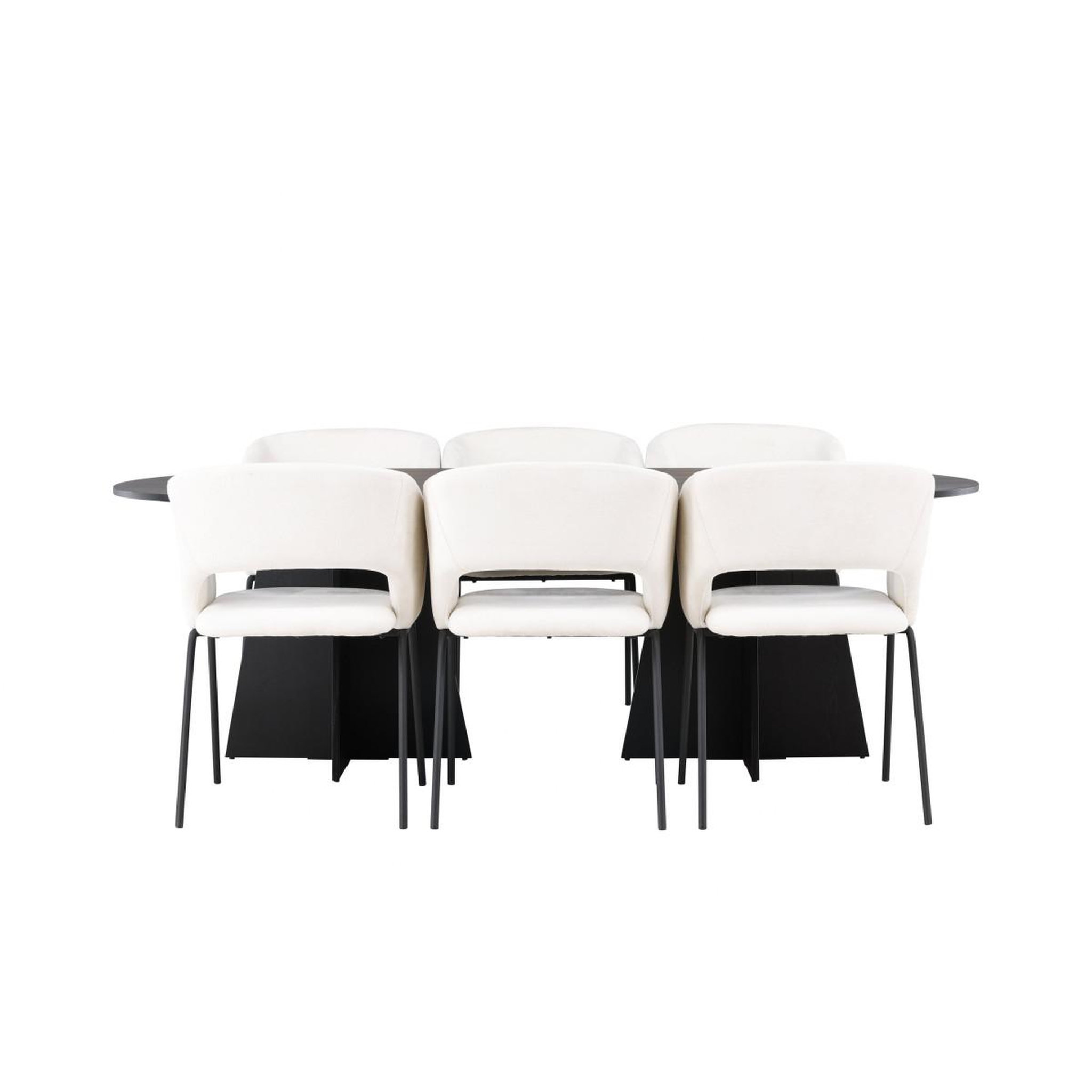 Voir la diapositive 2 : Paris Prix Ensemble table à manger & 6 chaises  bootcut & day  230cm noir & blanc cassé