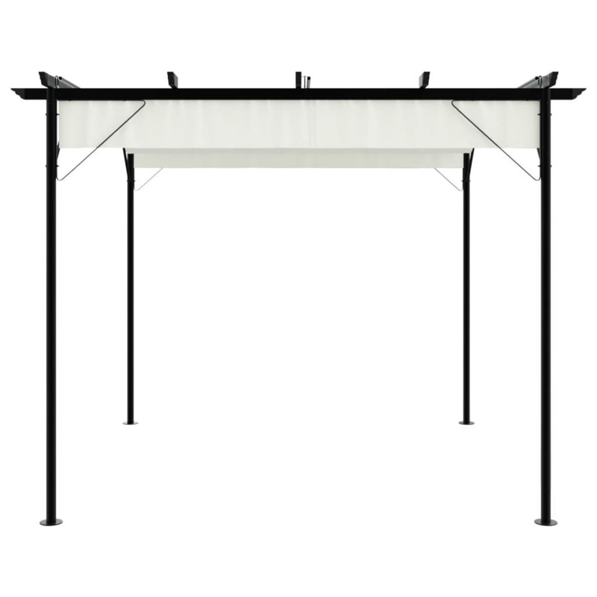 VIDAXL Pergola avec toit retractable Blanc creme 3 x 3 m Acier