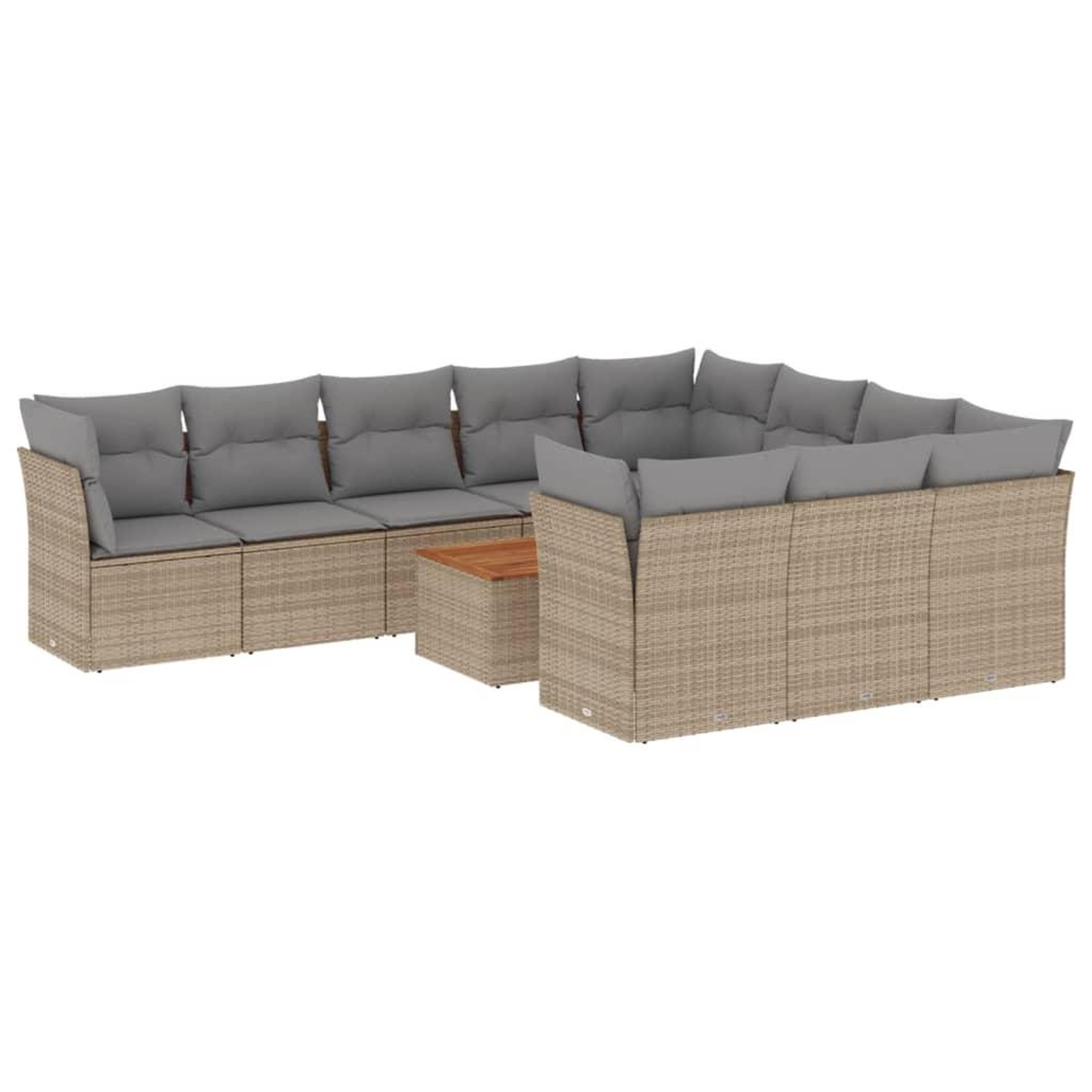 Voir la diapositive 2 : VIDAXL Salon de jardin et coussins 11 pcs melange beige resine tressee