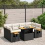 Voir la diapositive 1 : VIDAXL Salon de jardin 7 pcs avec coussins noir resine tressee