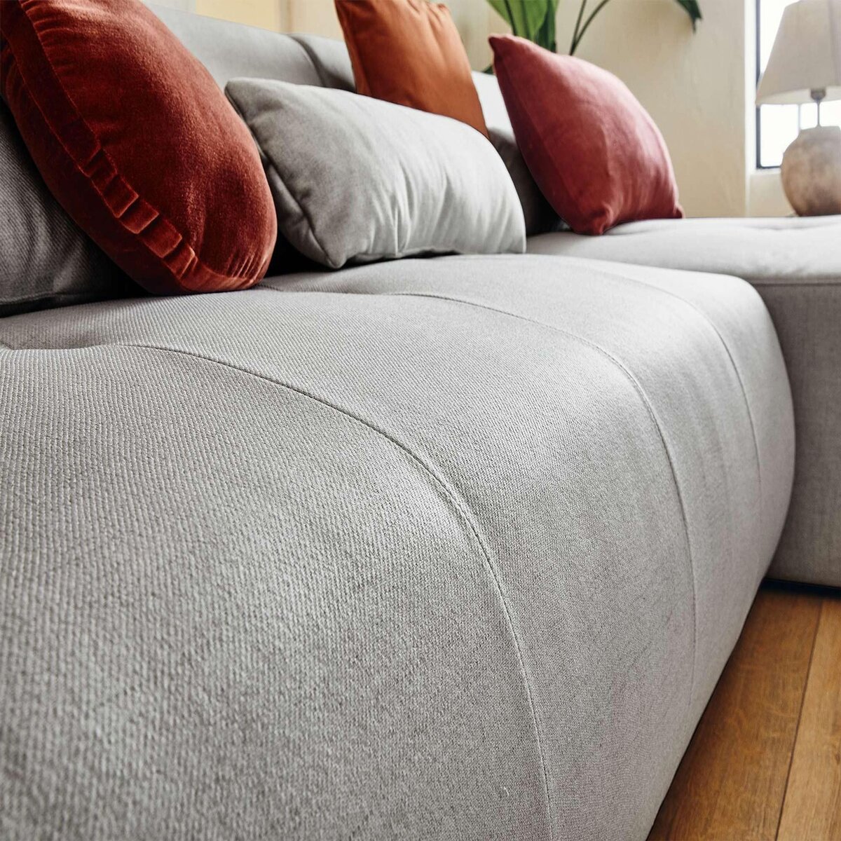 LISA DESIGN Onyx - canapé panoramique d'angle gauche 7 places - en tissu