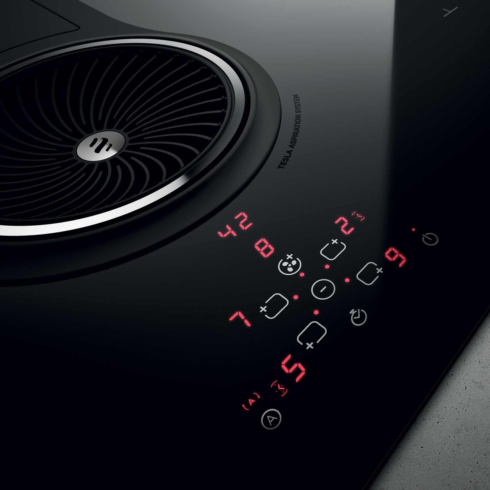 Voir la diapositive 4 : ELICA Table de cuisson aspirante à induction 83cm 4 feux 7400w noir - prf0120977