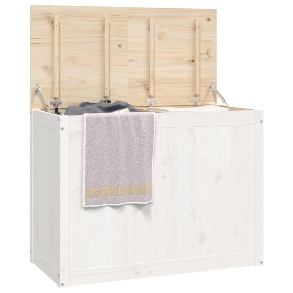 VIDAXL Boîte a linge Blanc 88,5x44x66 cm Bois massif de pin