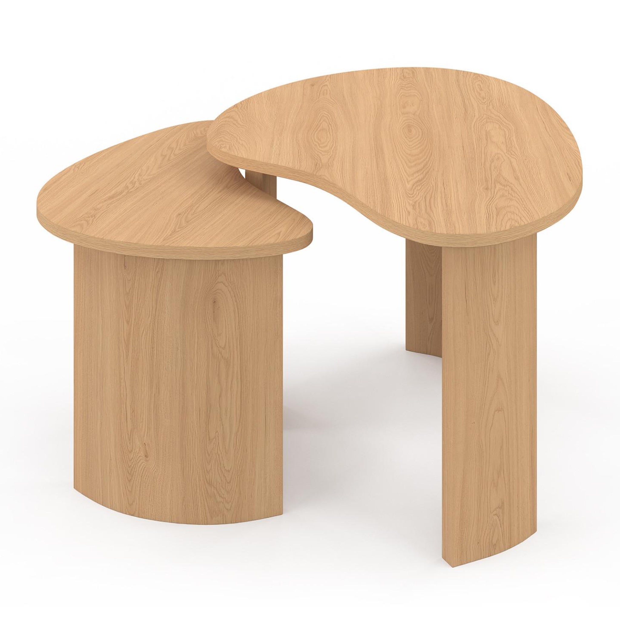 Voir la diapositive 4 : ID MARKET Lot de 2 tables basses gigognes coline 70/50 bois façon hêtre