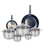 ELO Ensemble de 2 Poêles de cuisson 20 et 32 cm et 5 faitouts 12, 14, 16, 20 et 24 cm Elo Prima Brillant