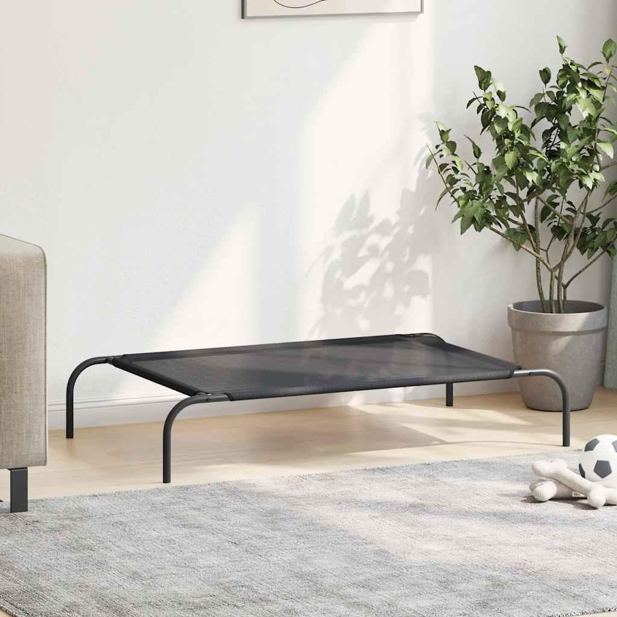 Voir la diapositive 3 : VIDAXL Lit sureleve pour chien Noir L Textilene