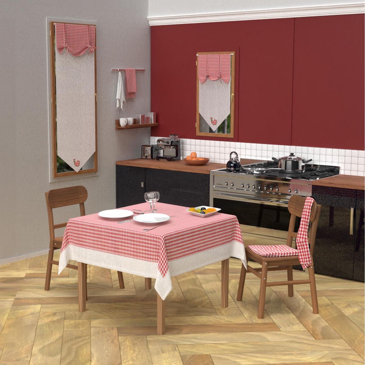 SOLEIL D'OCRE Nappe anti-tâches en coton VICHY, par Soleil d'Ocre