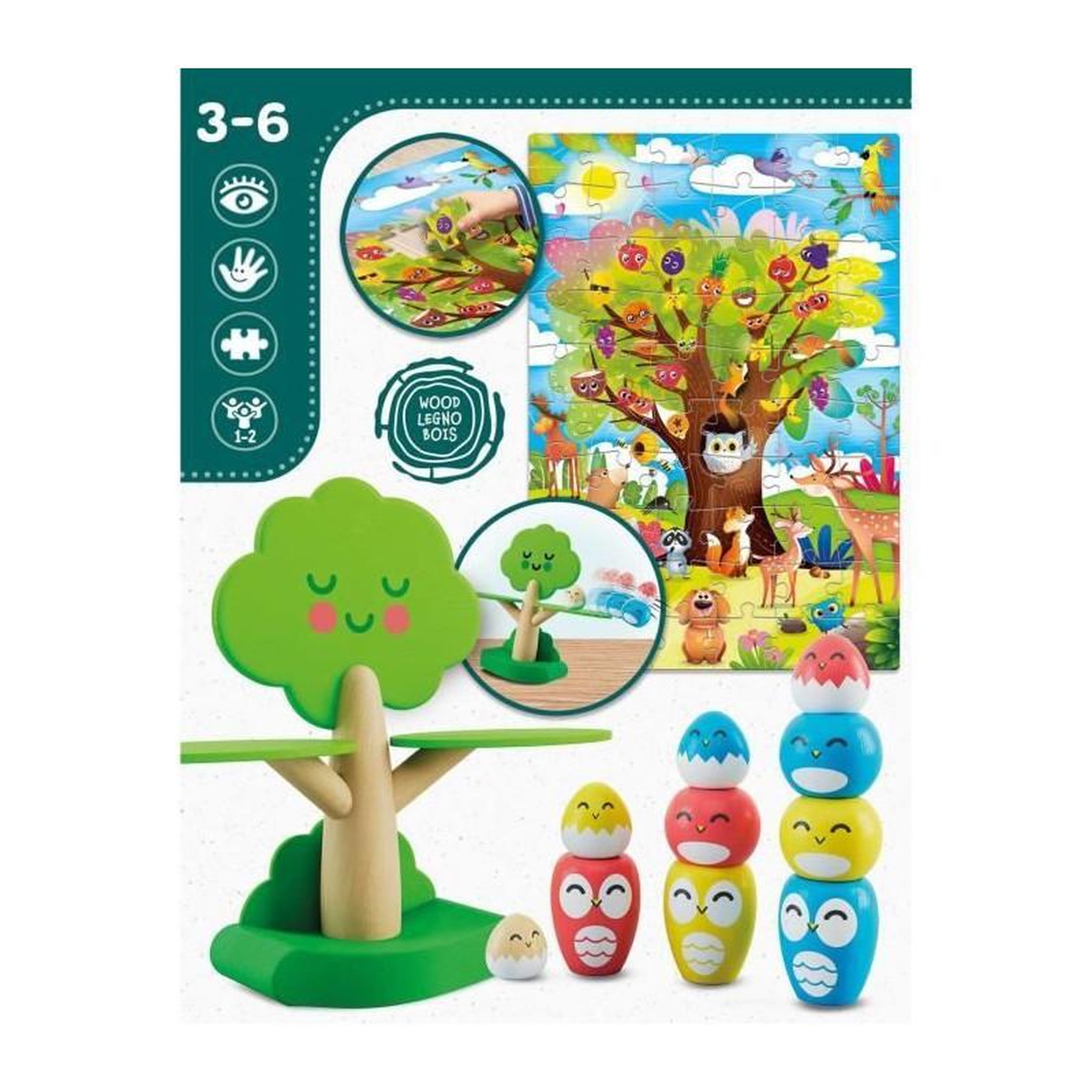 Voir la diapositive 3 : LISCIANI GIOCHI Jeu d'équilibre Lisciani Giochi arbre couleur naturelle