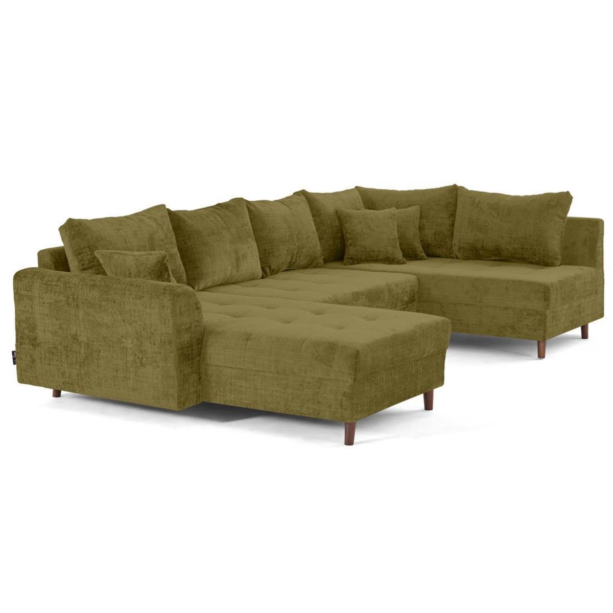 LISA DESIGN Rune - canapé panoramique d'angle droit 7 places en velours texturé