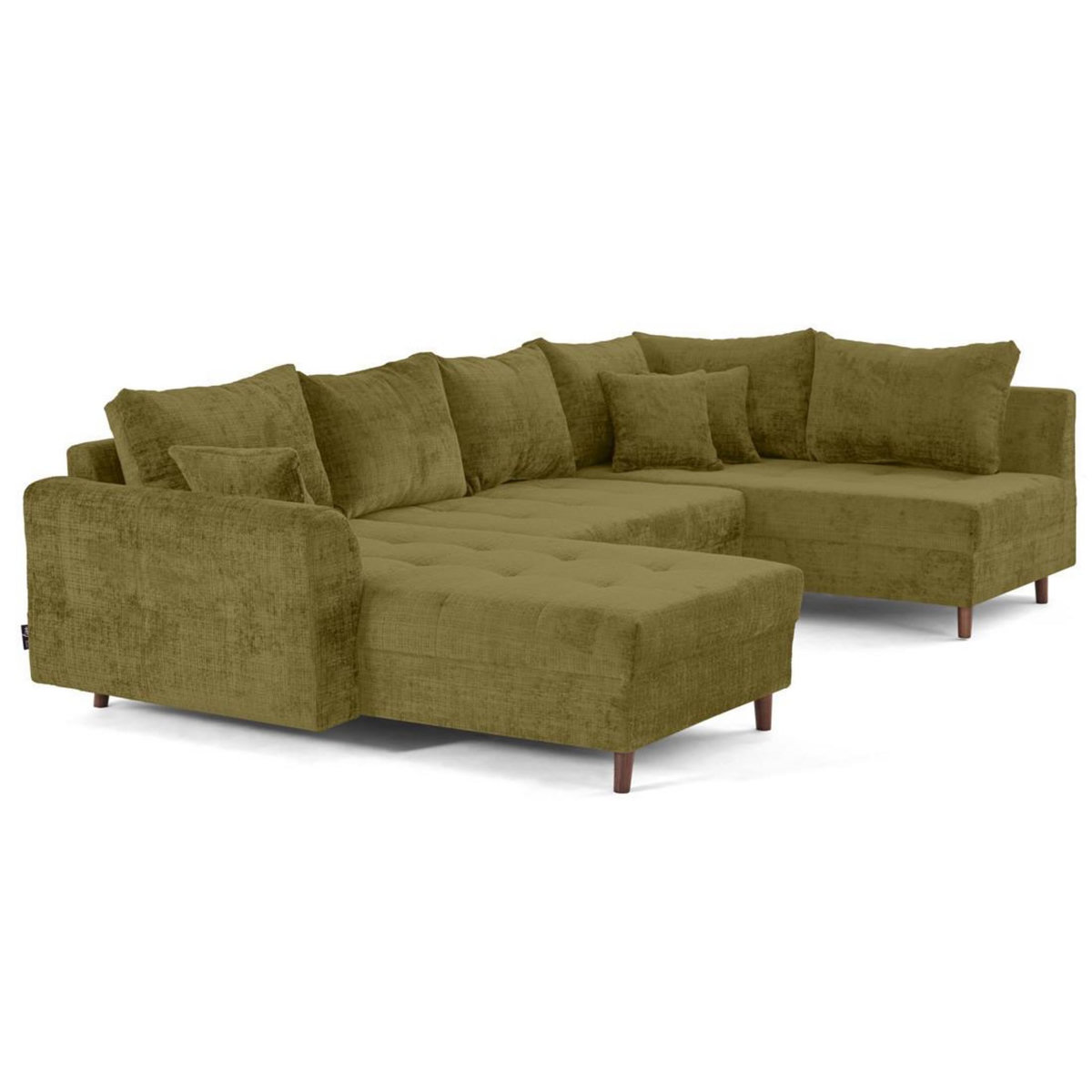 LISA DESIGN Rune - canapé panoramique d'angle droit 7 places en velours texturé