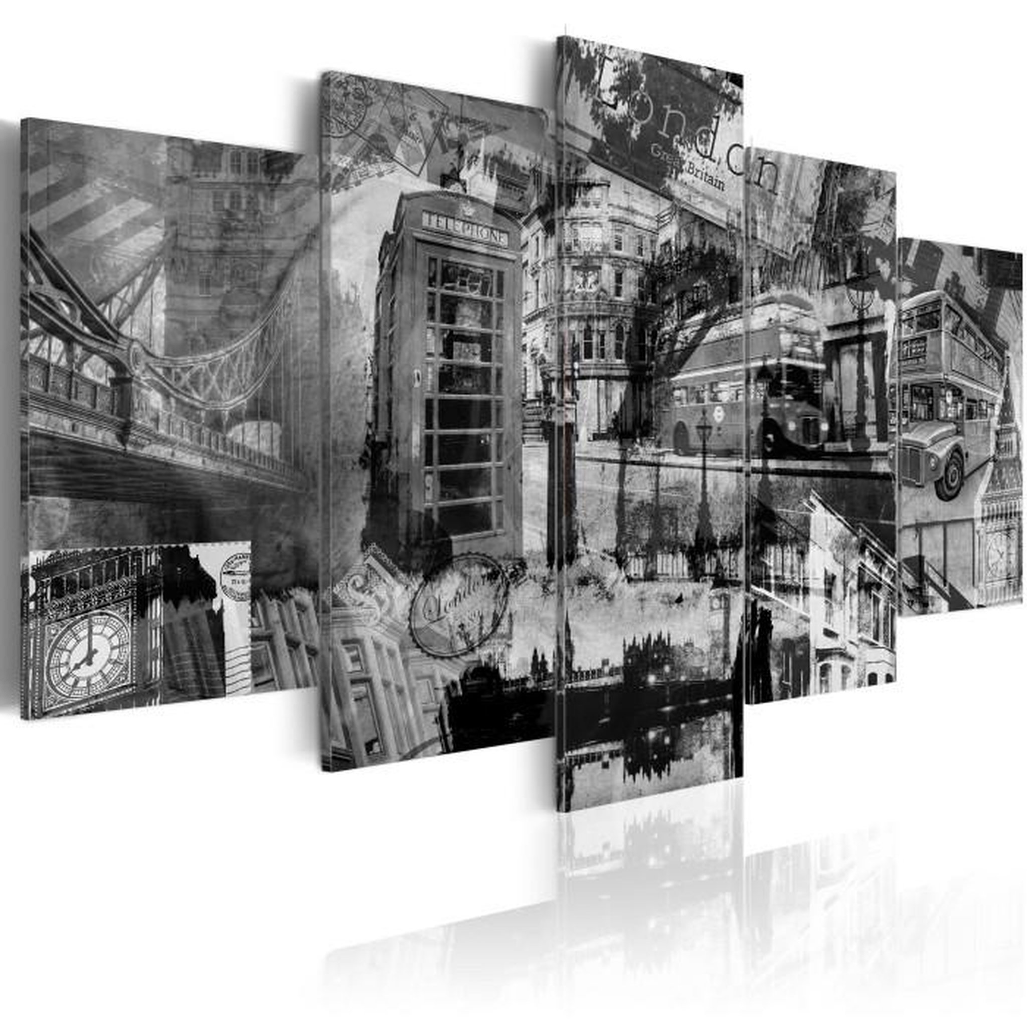 Paris Prix Tableau Imprimé 5 Panneaux  L'essence de Londres. Coloris disponibles : Multicolore