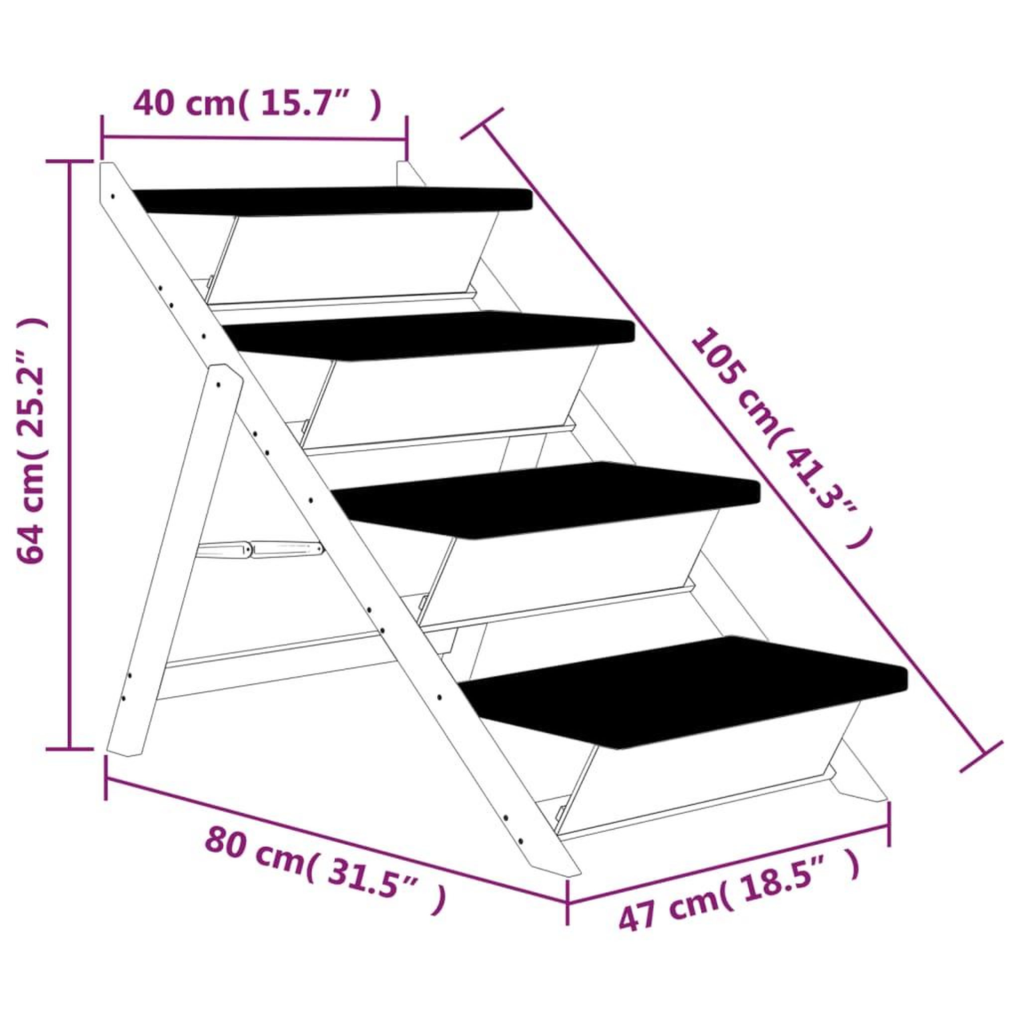 Voir la diapositive 6 : VIDAXL Escalier pour chiens gris 105x47 cm bois de sapin solide