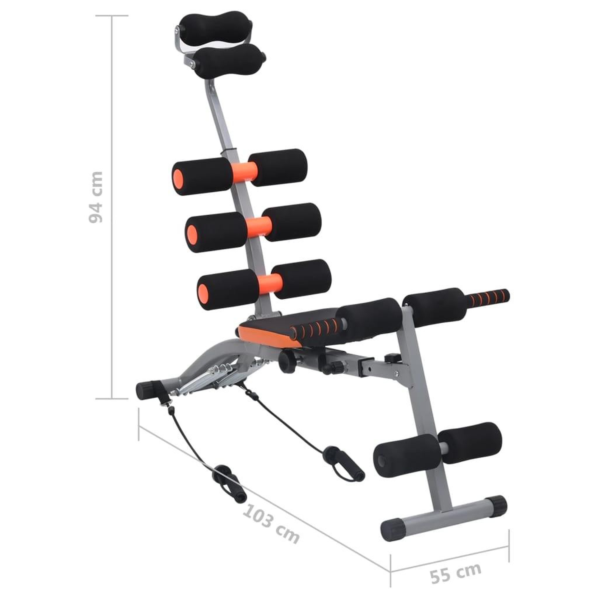 Voir la diapositive 6 : VIDAXL Appareil d'exercices abdominaux en l avec cordes elastiques