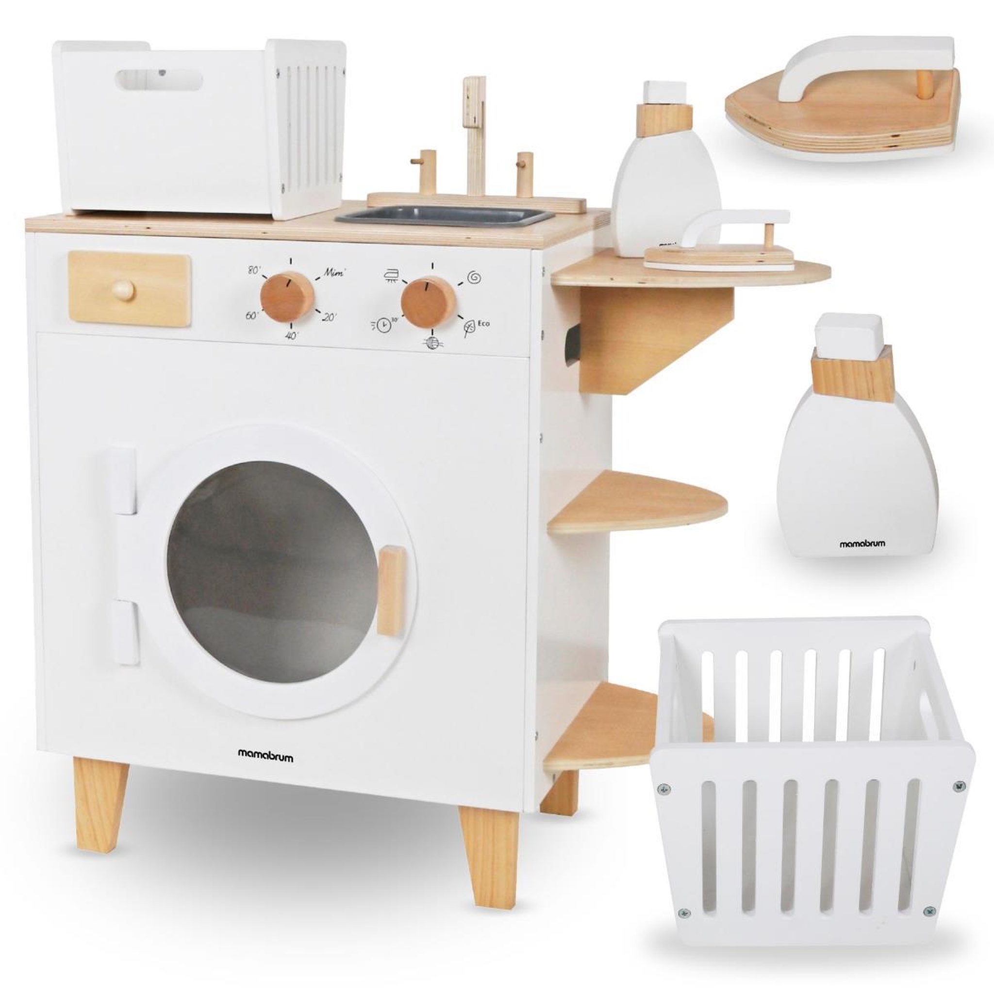 MAMABRUM Machine a Laver Bois Enfant Mamabrum Jouet d'imitation 65x29x68 cm 3 Ans