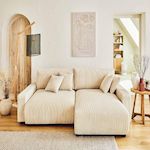 LISA DESIGN Pivoine - canapé d'angle réversible - 4 places - convertible avec coffre - en velours côtelé. Coloris disponibles : Orange, Gris, Beige, Bleu