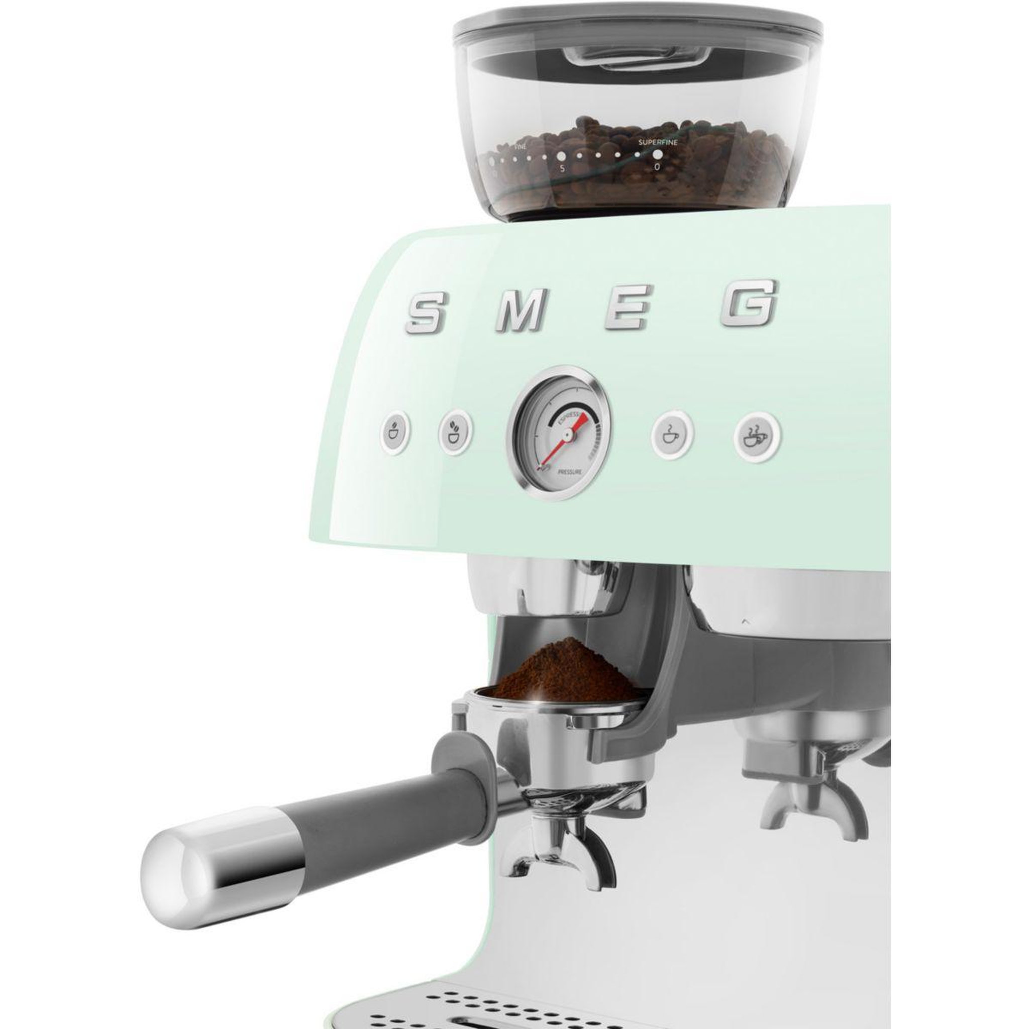 Voir la diapositive 5 : SMEG Expresso broyeur egf03pgeu vert d'eau