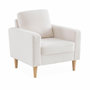 Voir la diapositive 1 : SWEEEK Fauteuil à bouclettes blanc cassé. scandinave  - Bjorn - Canapé 1 place fixe droit pieds bois