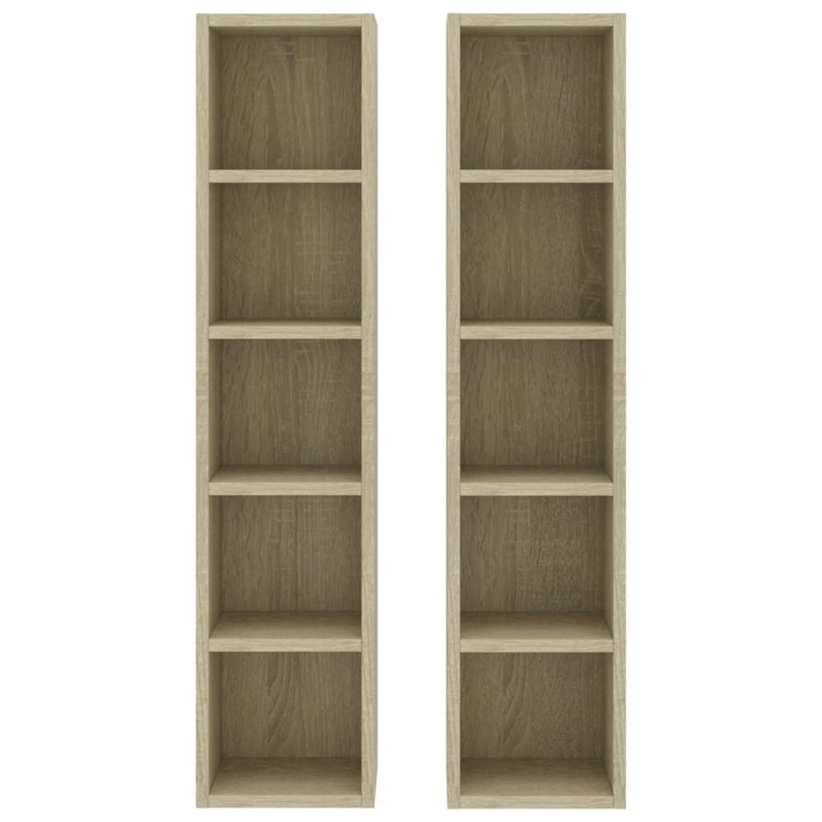 VIDAXL Armoires a CD 2 pcs Chene sonoma 21x16x93,5cm Bois d'ingenierie