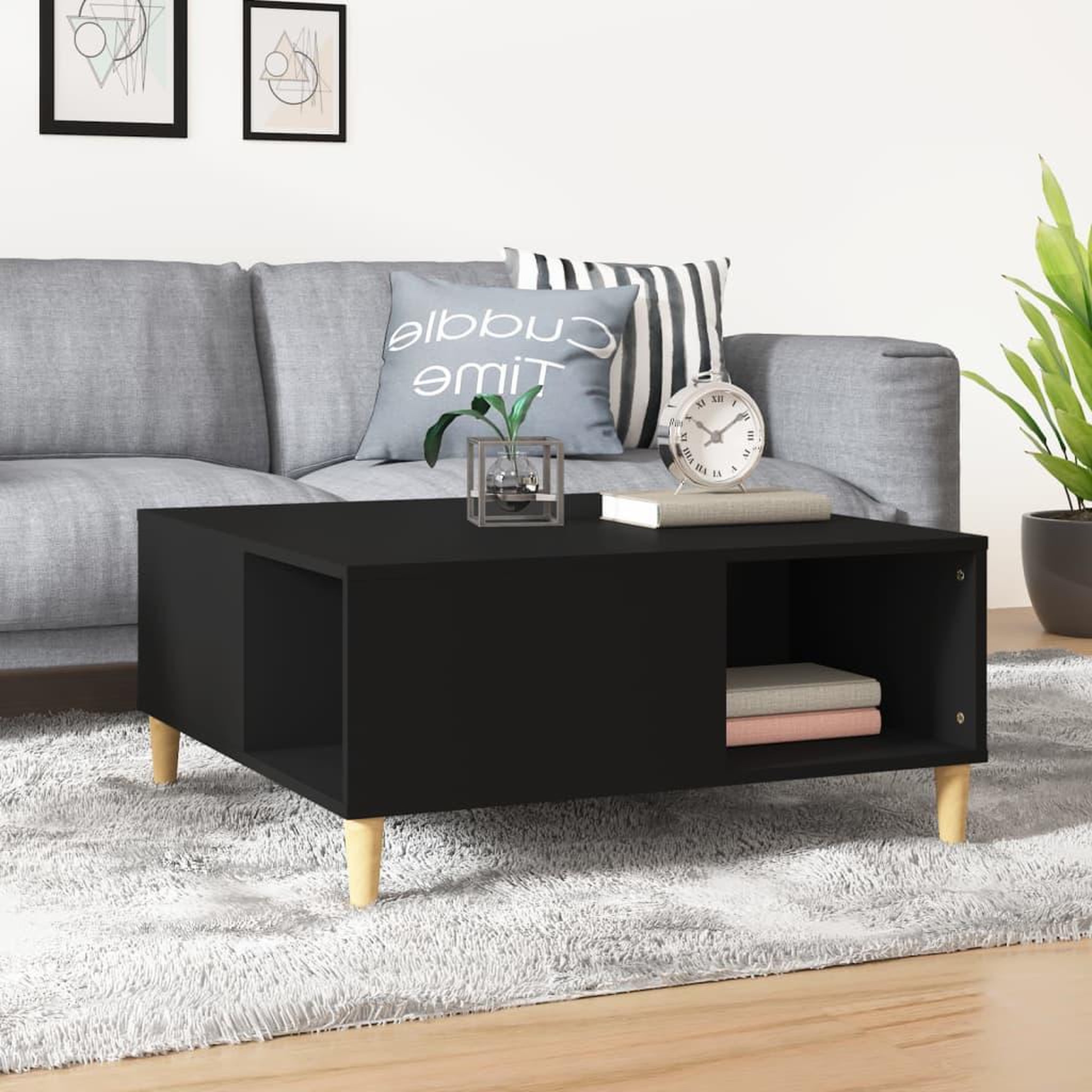 Voir la diapositive 1 : VIDAXL Table basse noir 80x80x36,5 cm bois d'ingenierie