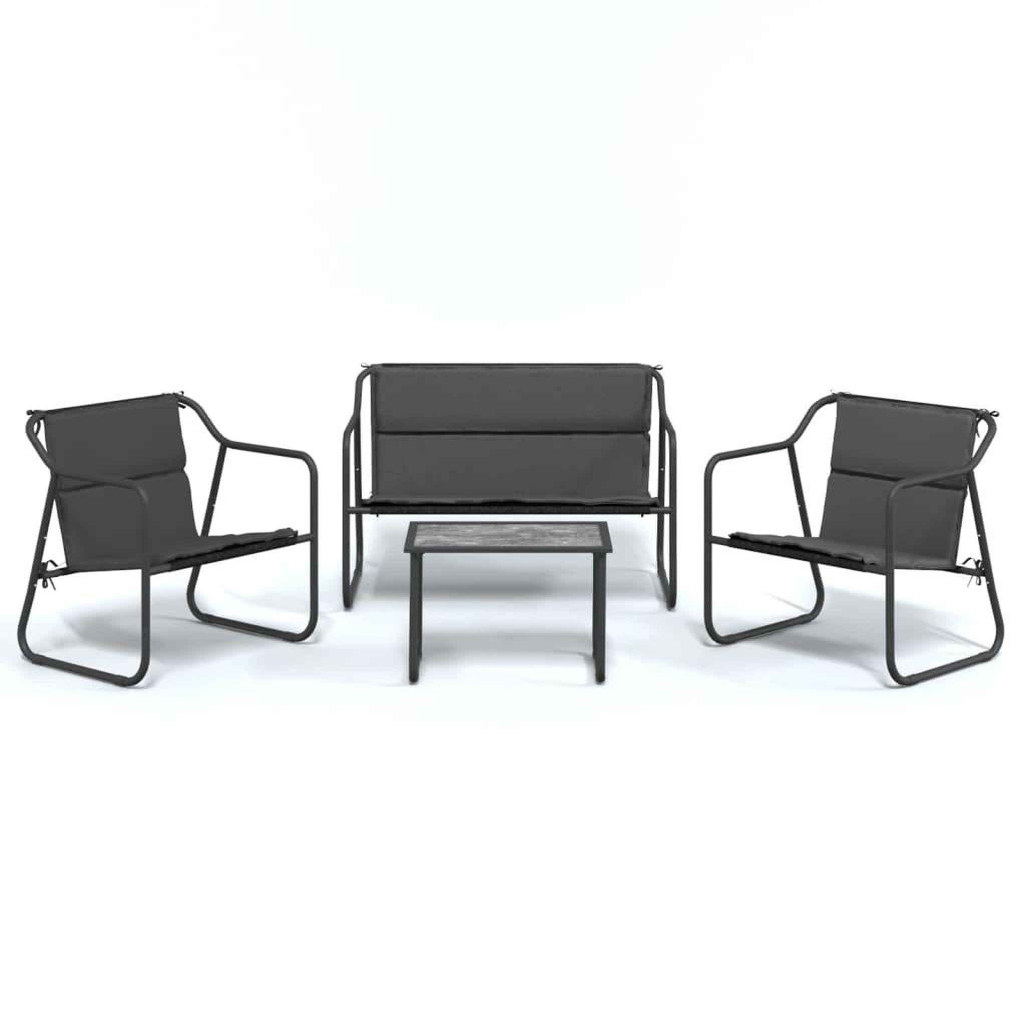 VIDAXL Salon de jardin avec coussins 4 pcs anthracite acier