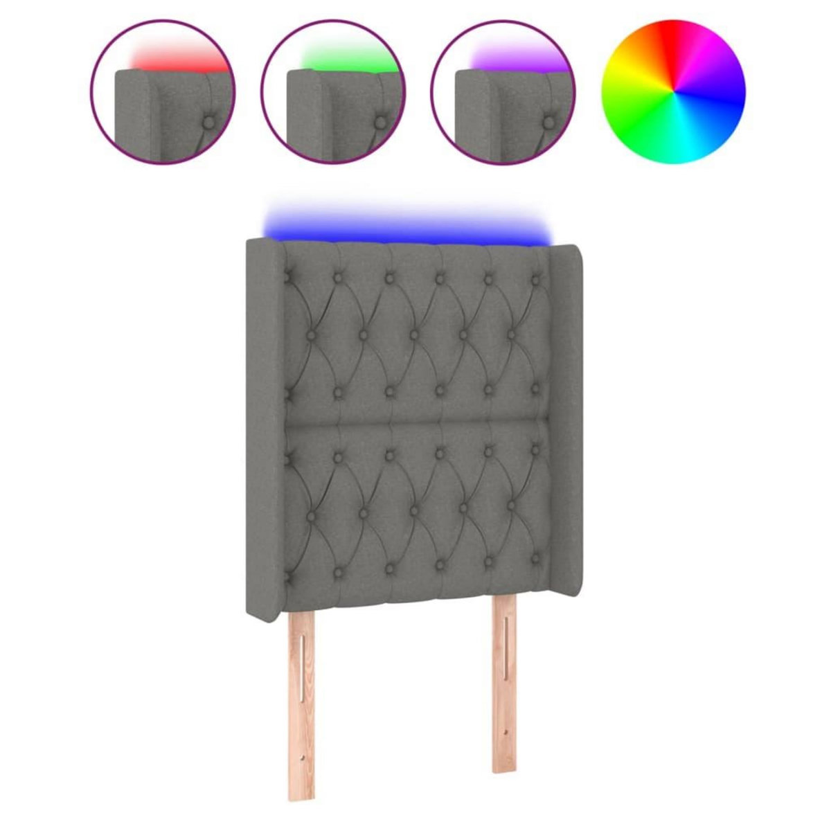 VIDAXL Tete de lit a LED Gris fonce 83x16x118/128 cm Tissu