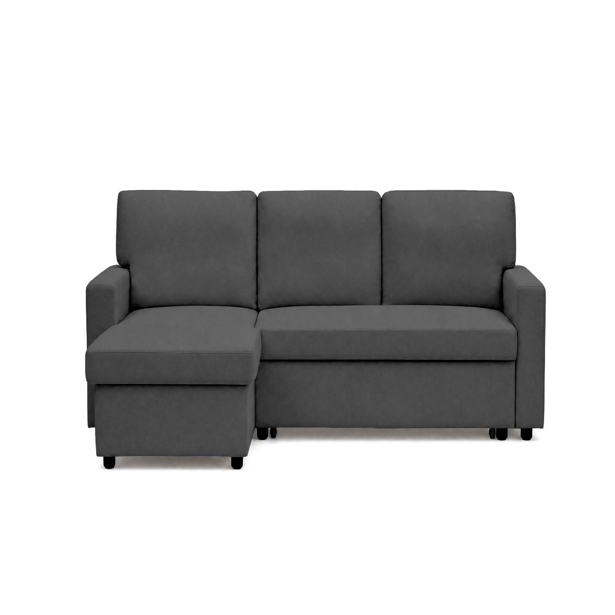 Voir la diapositive 1 : BEST MOBILIER Meiya - canapé d'angle réversible 4 places convertible avec coffre en tissu