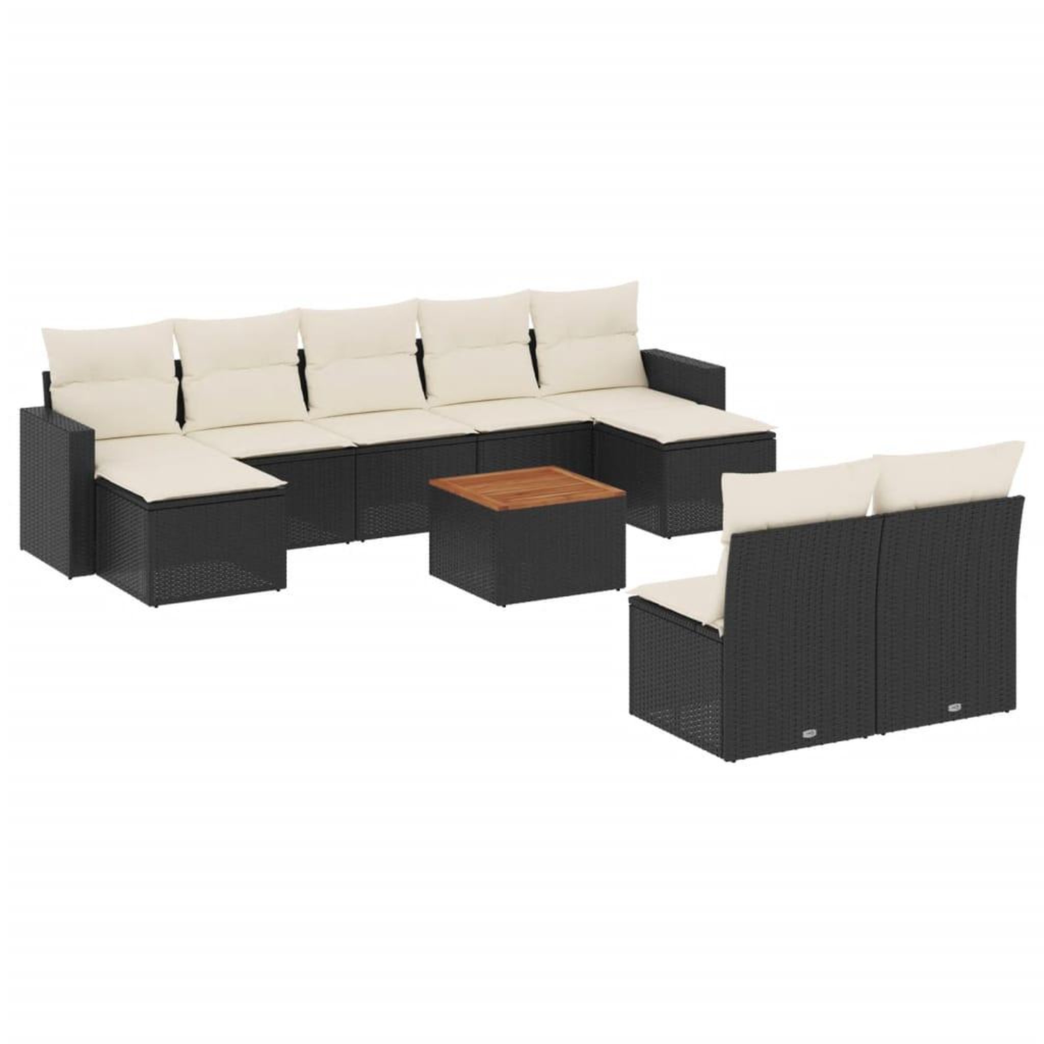 Voir la diapositive 2 : VIDAXL Salon de jardin 10 pcs avec coussins noir resine tressee