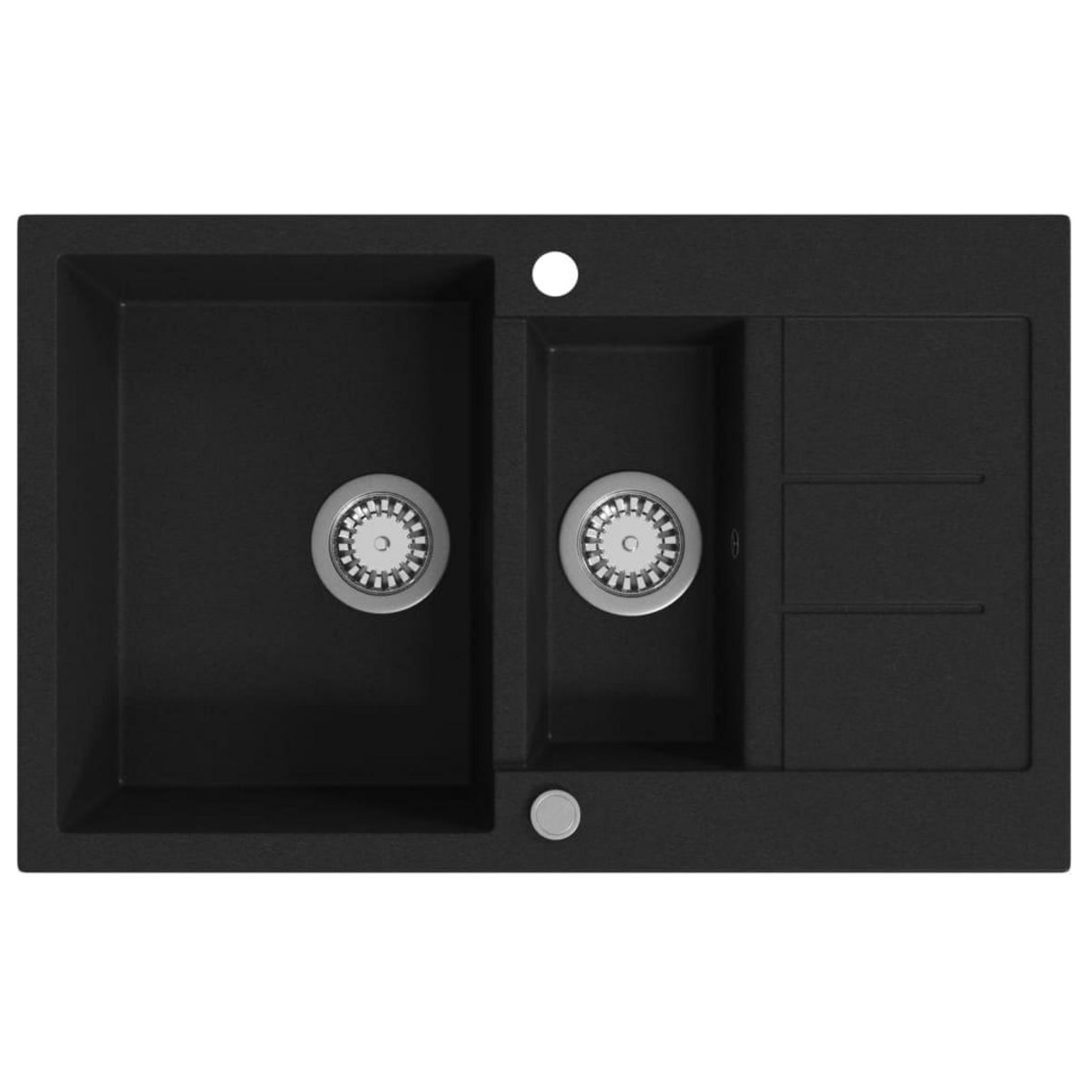 VIDAXL Evier de cuisine en granit Double bac Noir