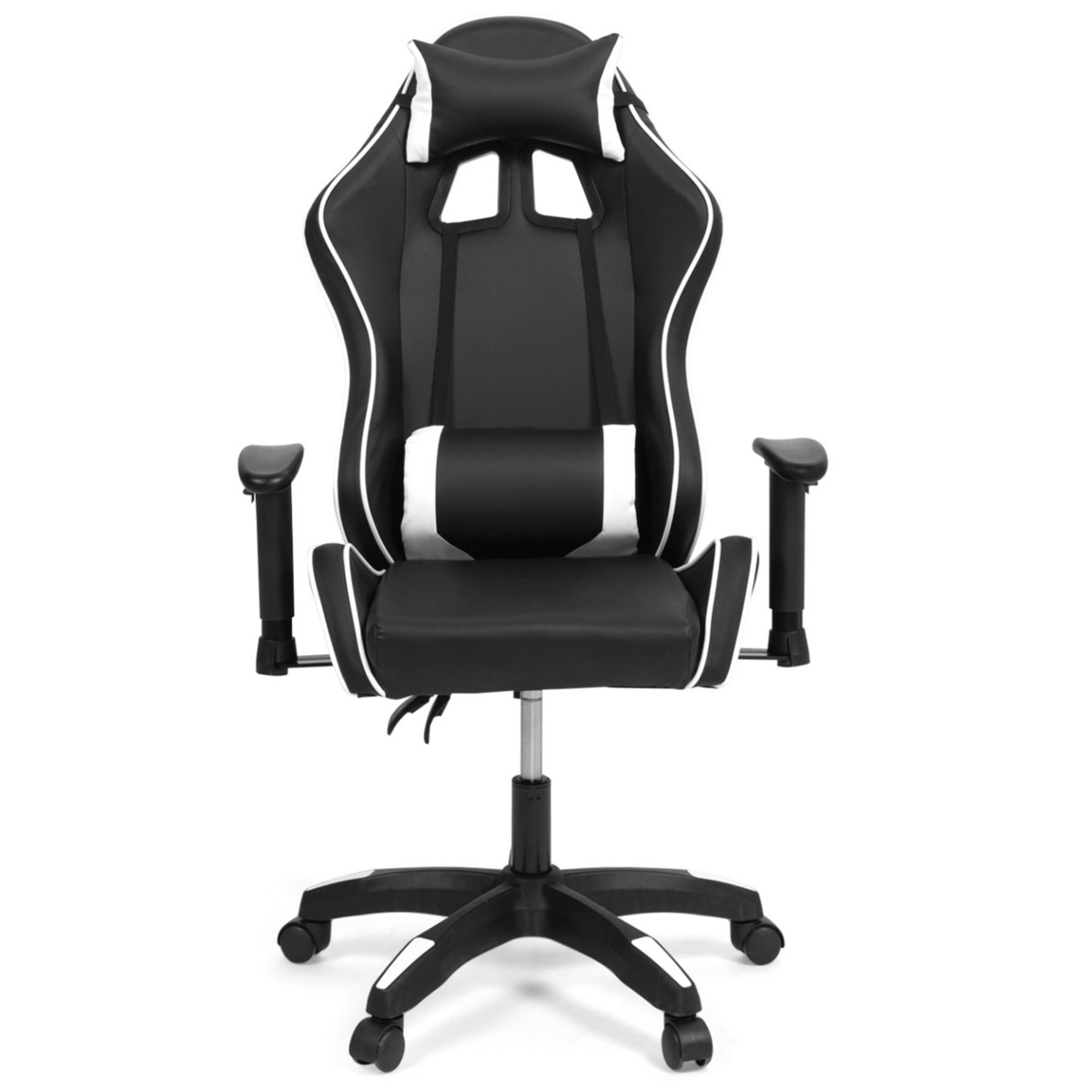 ID MARKET Fauteuil de gaming CARTER accoudoirs 2D pivotants, réglable hauteur noir et blanc