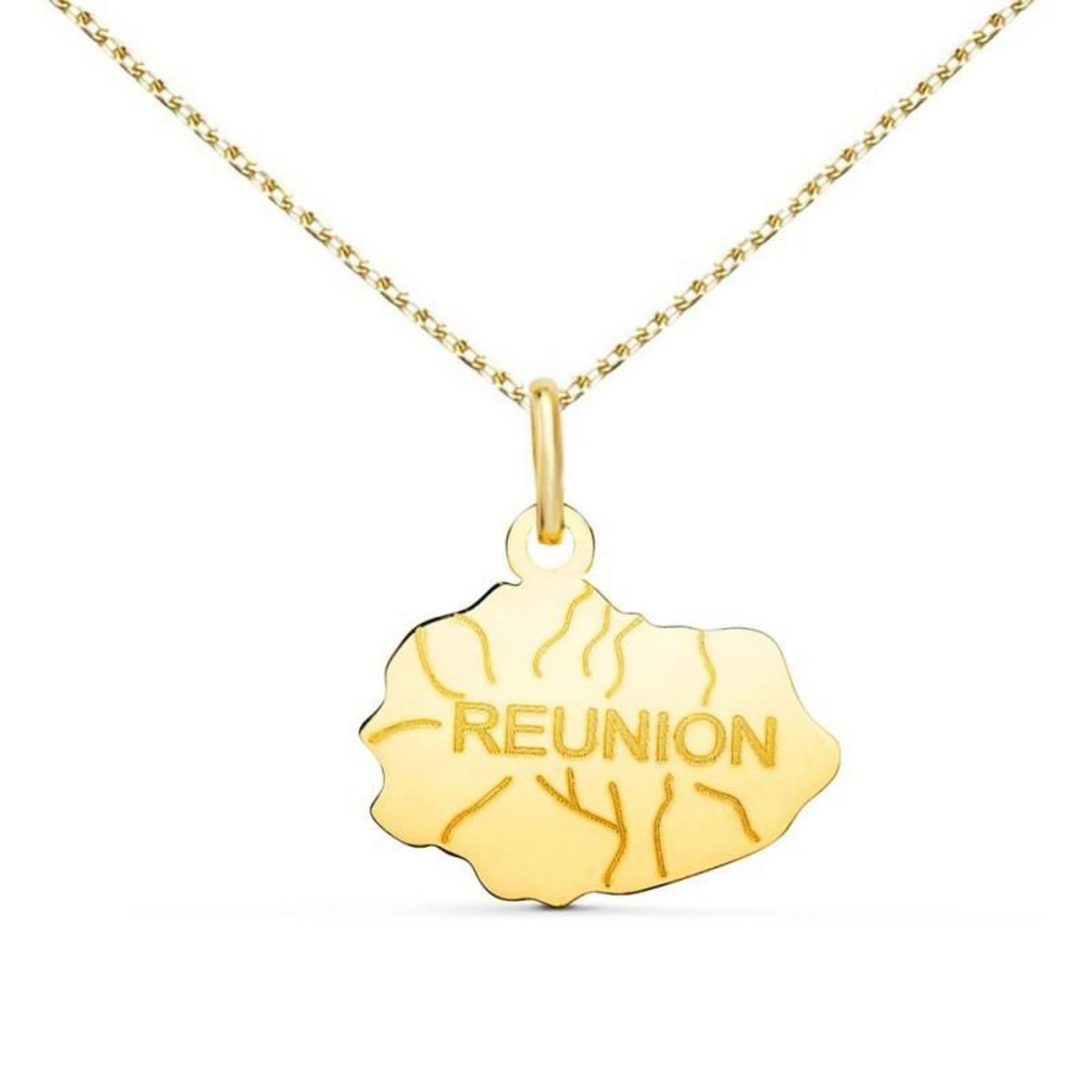 L'ATELIER D'AZUR Collier - Pendentif Ile de la Réunion Or 750/1000 - Chaine Dorée