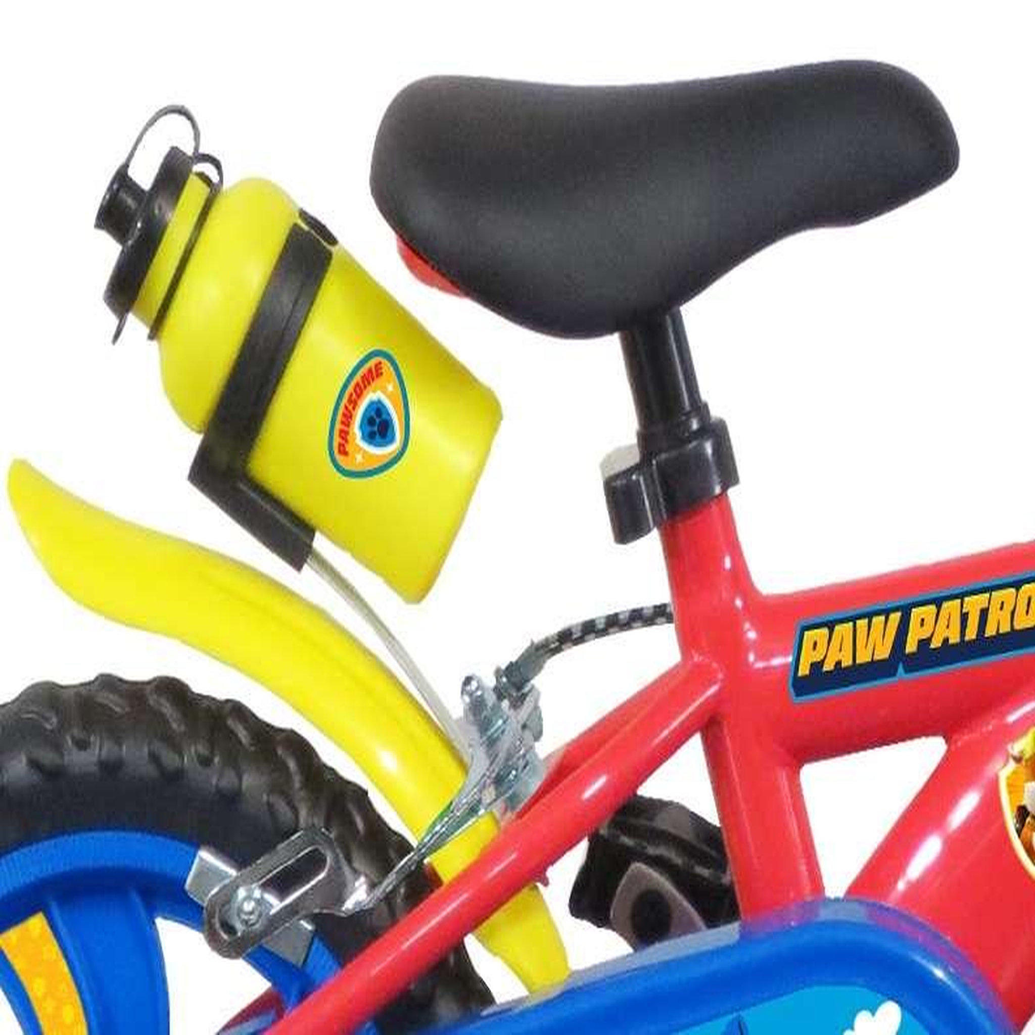 Voir la diapositive 3 : Nickelodeon Vélo enfant - Modèle 12'' Pat Patrouille pour enfant de 85/100 cm avec stabilisateurs - Plaque décorative avant - Porte bidon - 2 freins et roues batons