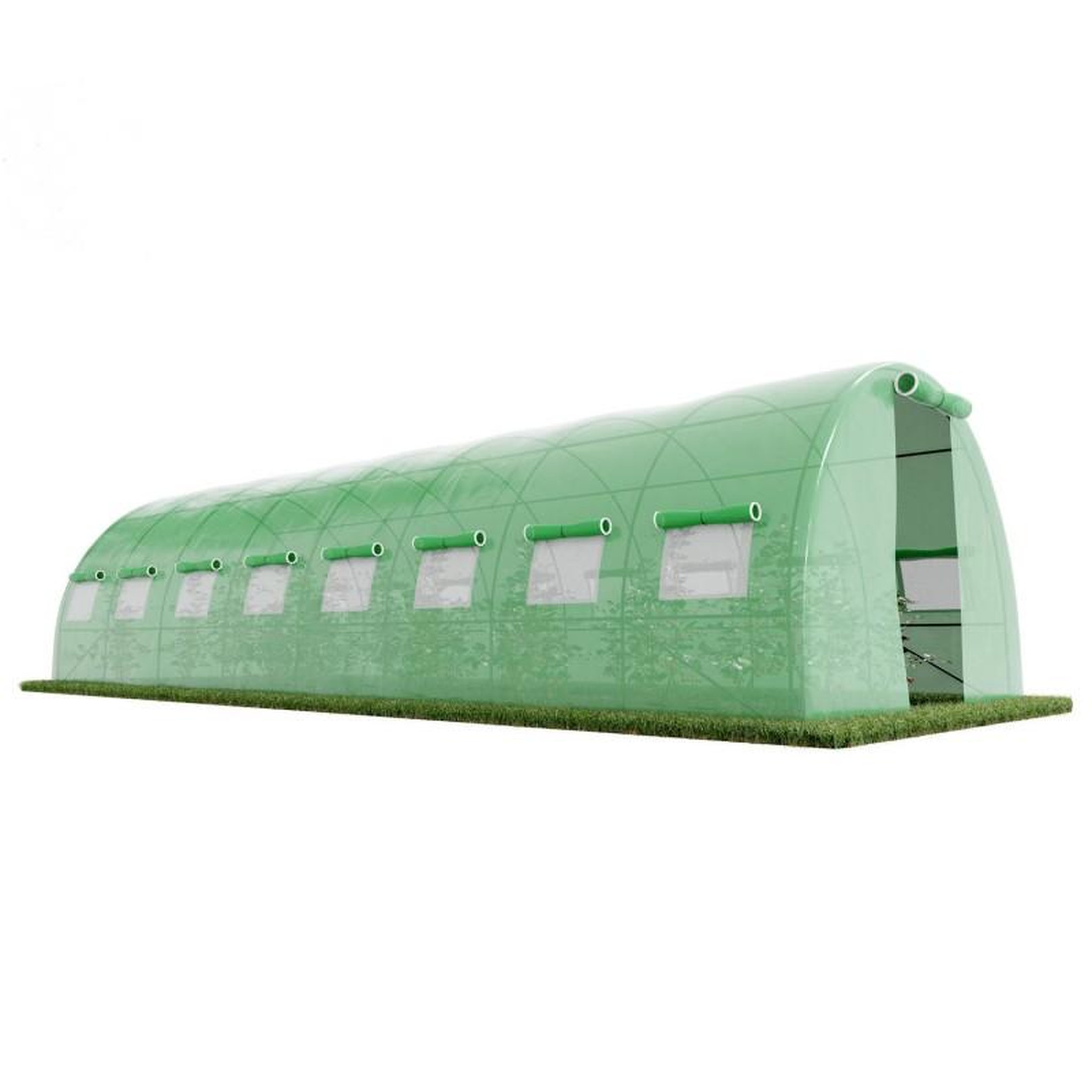 EUROSPEN Serre de Jardin Tunnel 24m² - bâche armée - avec fenêtres latérales et porte zipée
