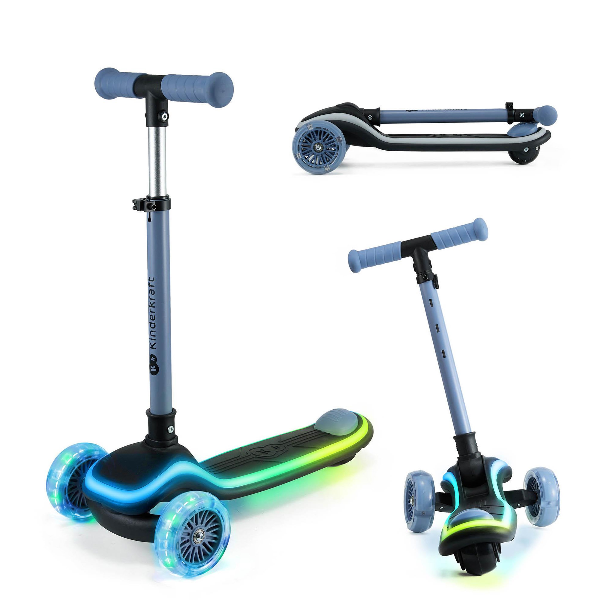 KINDERKRAFT Trottinette 3 roues led pour enfant. Coloris disponibles : Rose, Noir