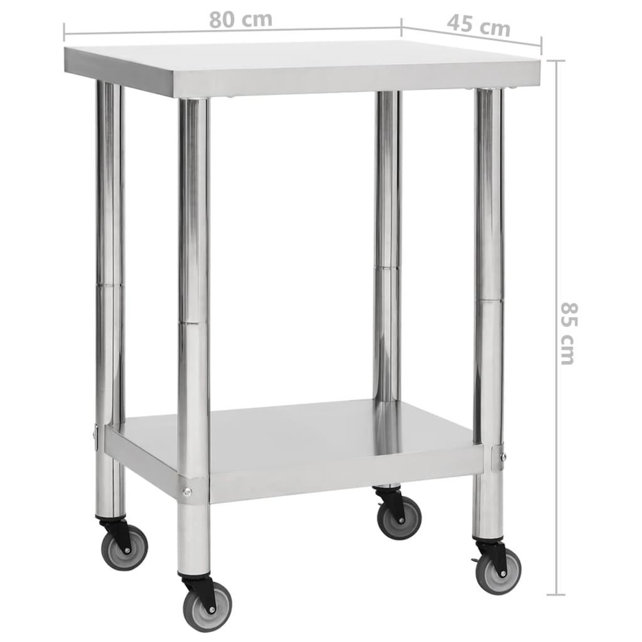 Voir la diapositive 6 : VIDAXL Table de travail de cuisine avec roues 80x45x85 cm Inox