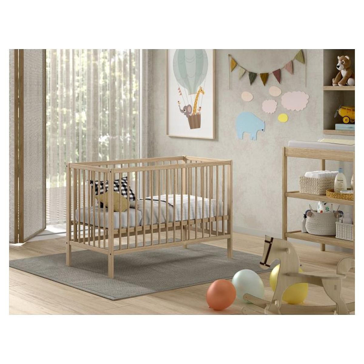 Vipack Lit Bébé Dino 60x120 Cm Naturel